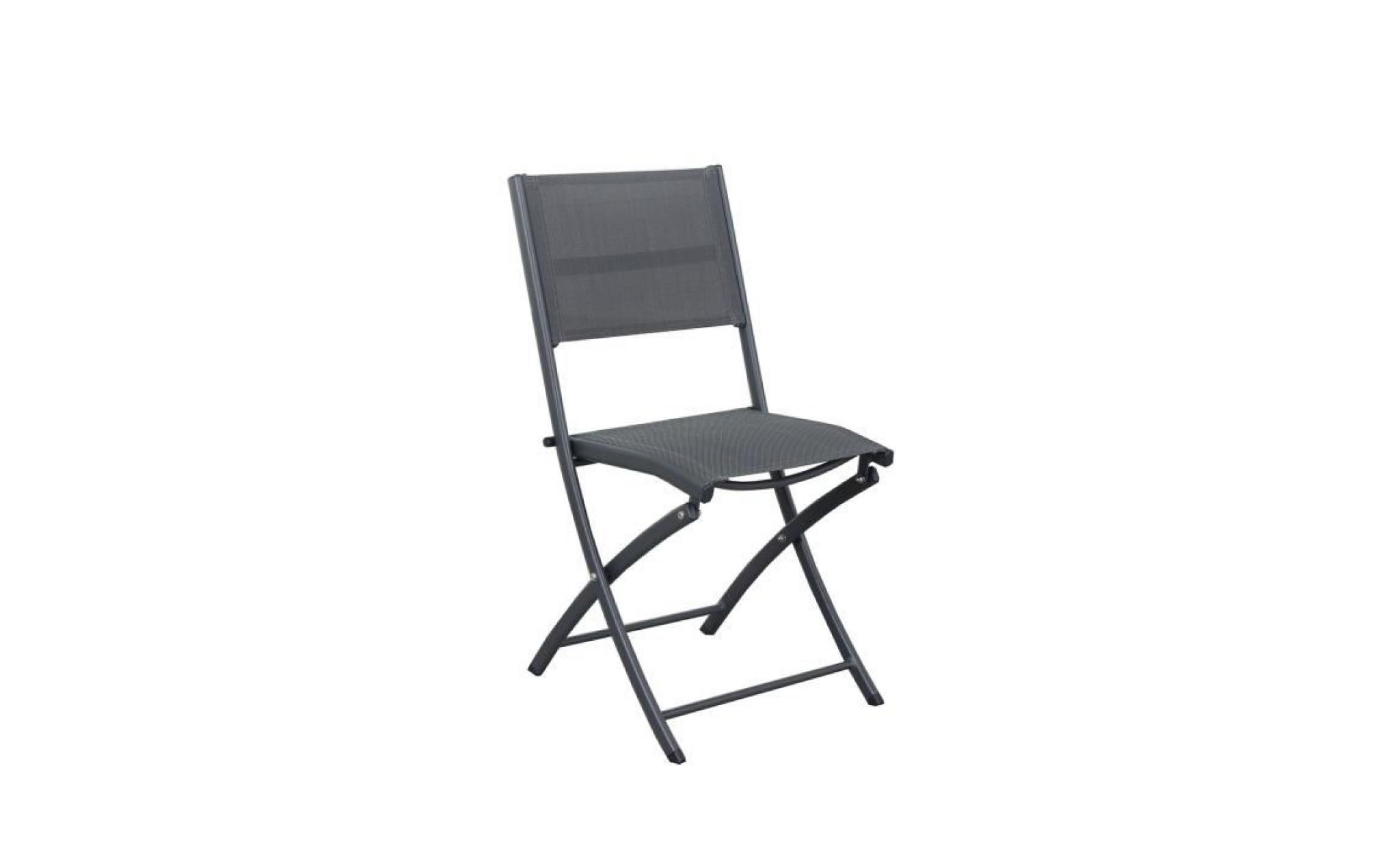 4 chaises pliables aluminium textilène   gris anthracite   bora