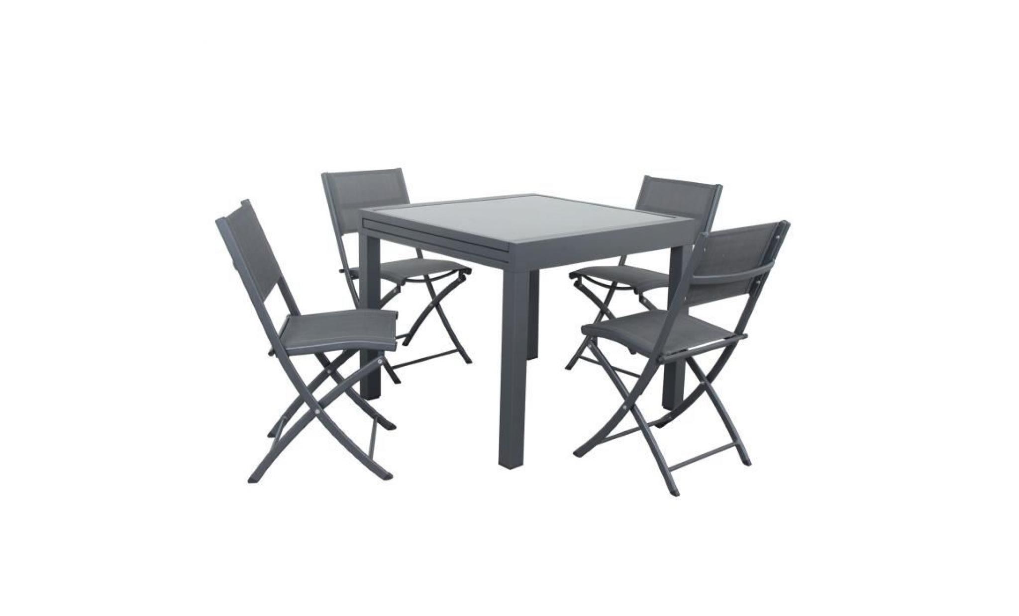 4 chaises pliables aluminium textilène   gris anthracite   bora pas cher