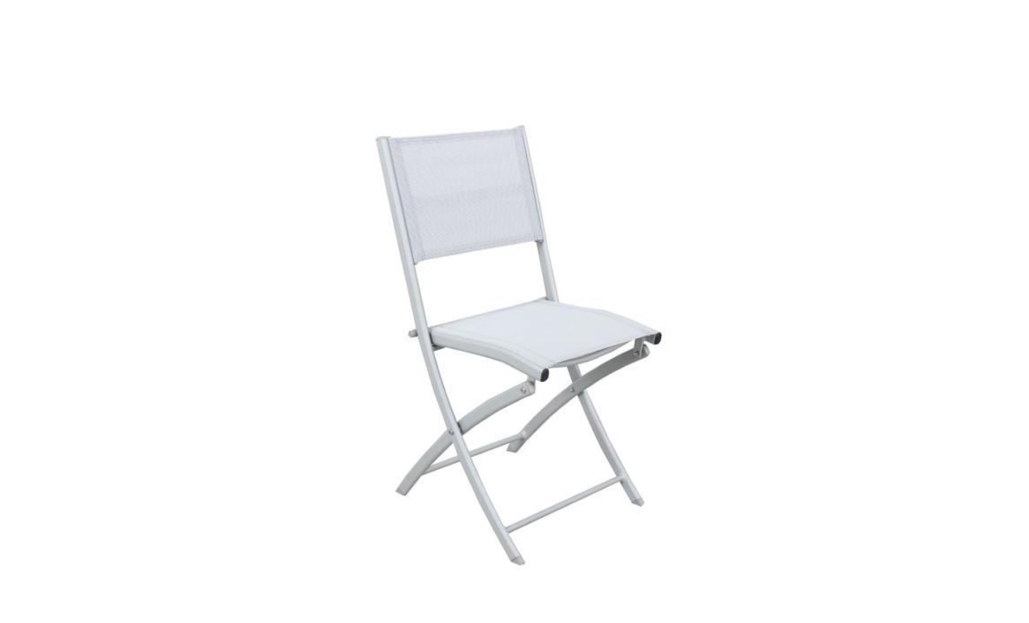 4 chaises pliables aluminium textilène   gris argenté  bora