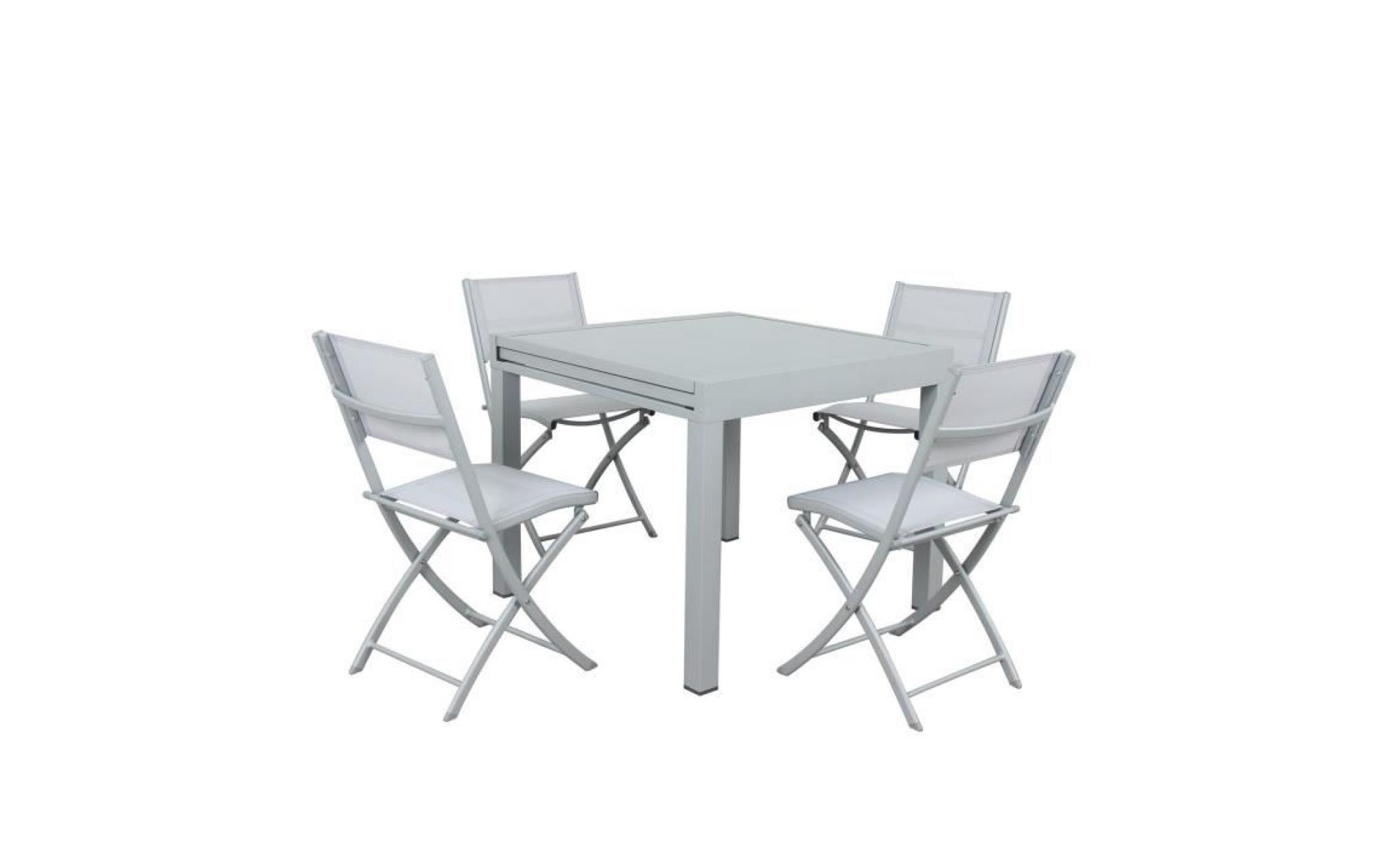 4 chaises pliables aluminium textilène   gris argenté  bora pas cher