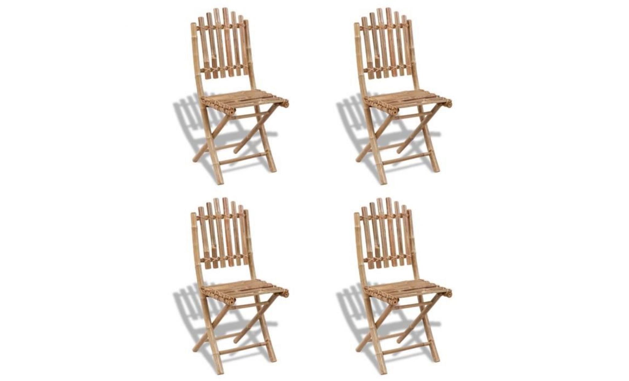 4 chaises pliables en bambou brun