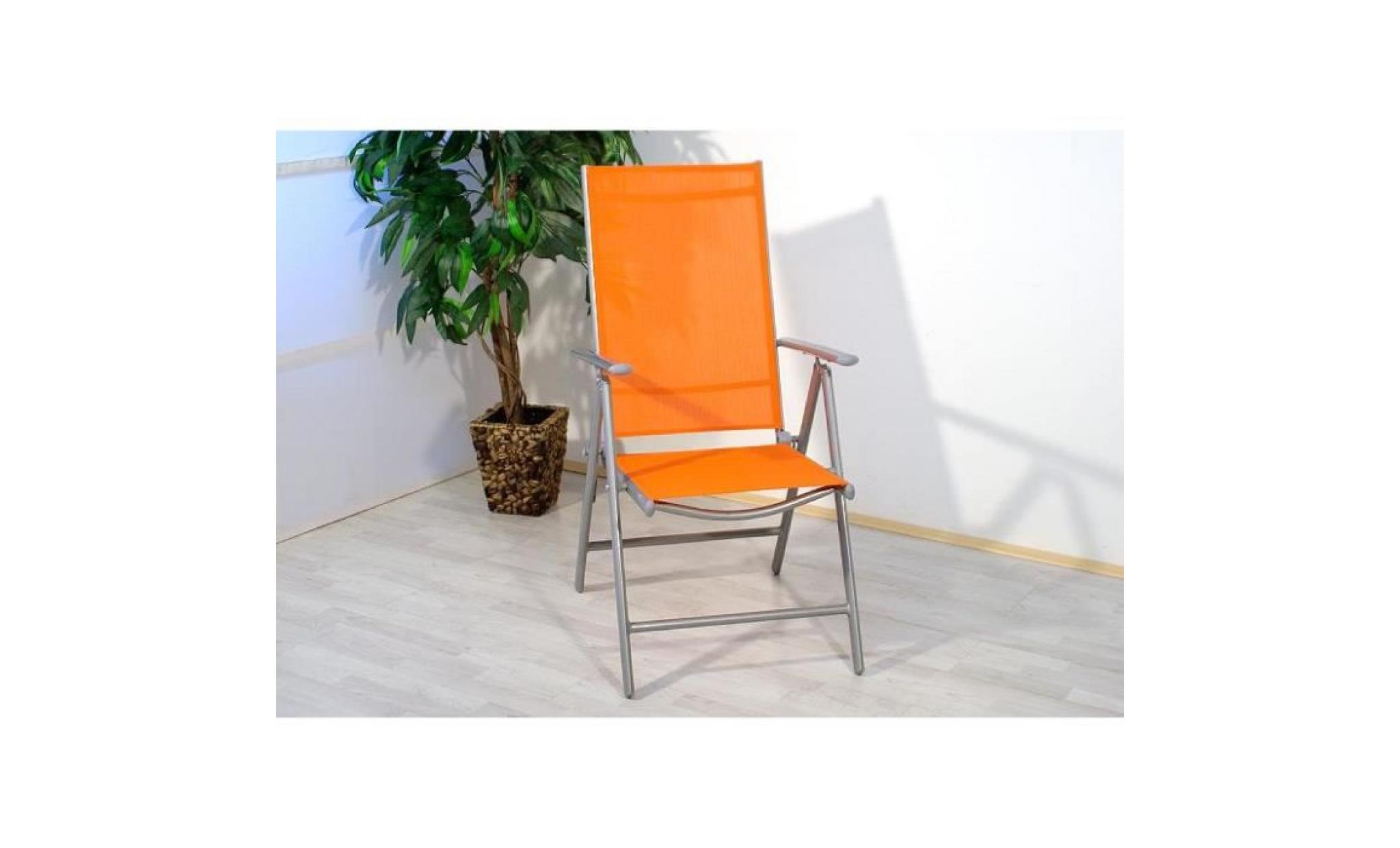4 chaises pliante orange réglable en alu pas cher