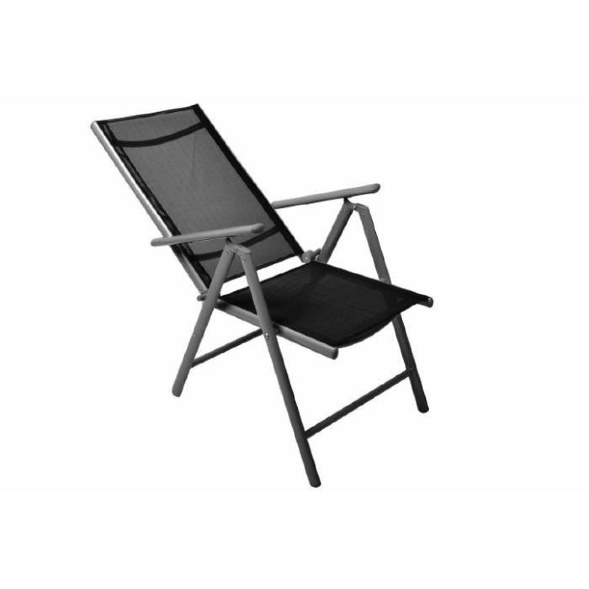 4 fauteuil pliant noir réglable en alu textilene pas cher