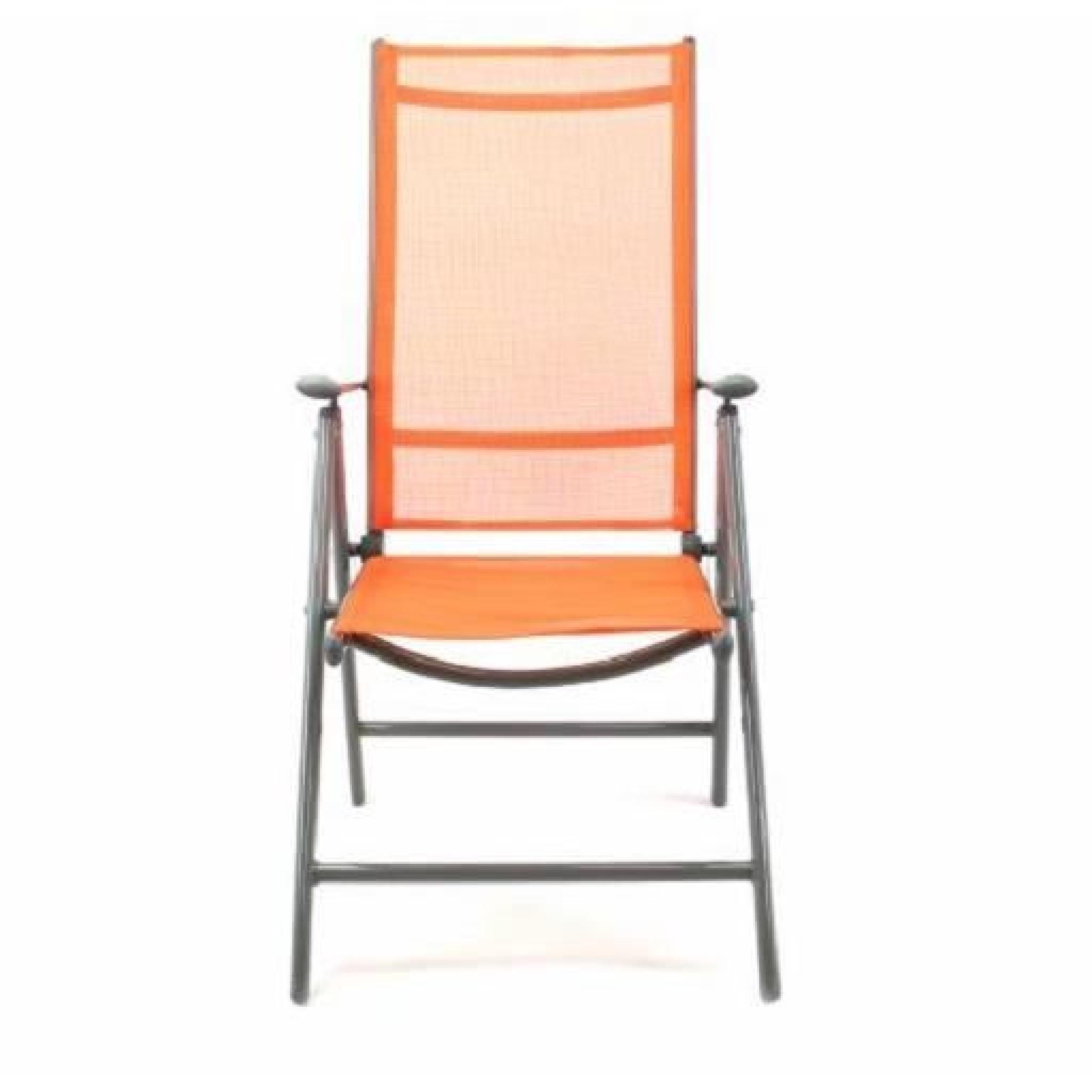 4 fauteuils pliant Orange réglable en alu textilene pas cher