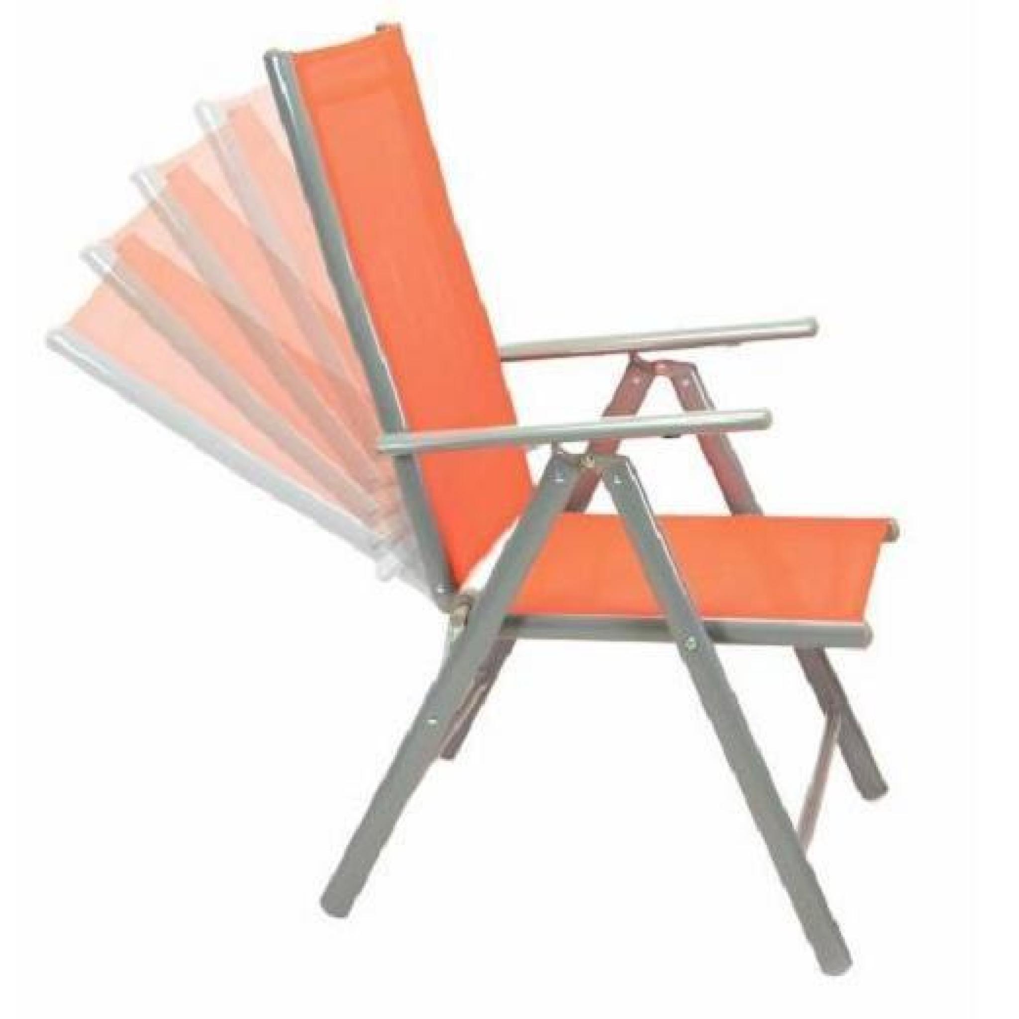 4 fauteuils pliant Orange réglable en alu textilene pas cher