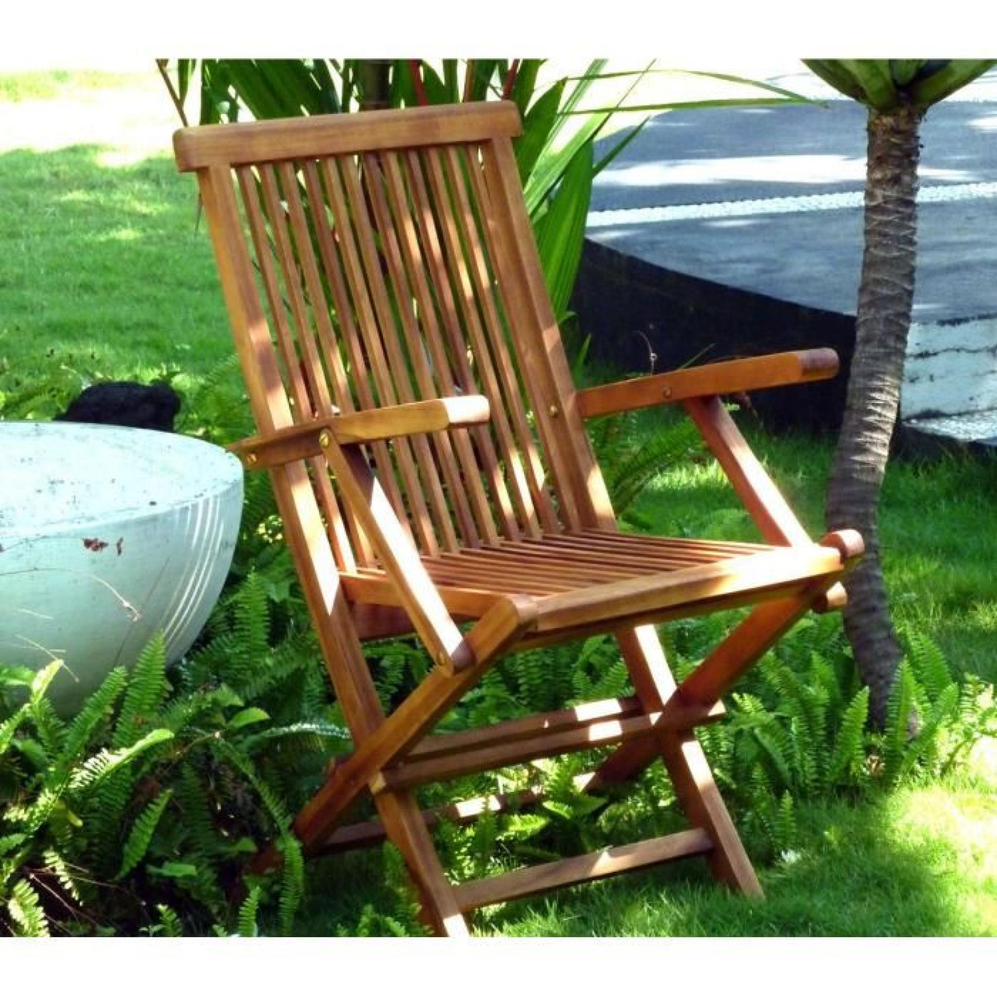 4 fauteuils pliants de jardin kuta en teck huilé pas cher