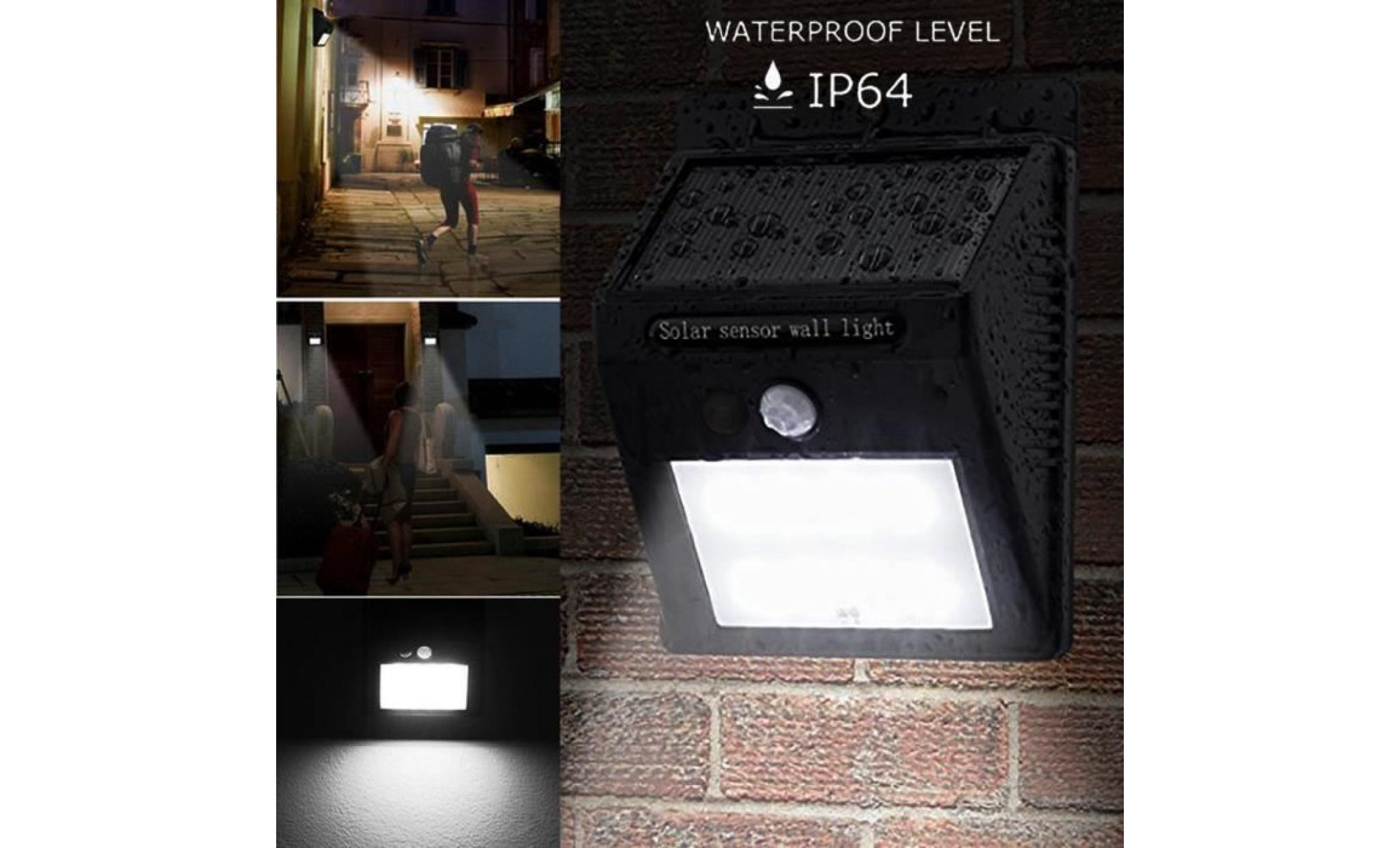 4 pack   énergie solaire capteur mur lumière sécurité mouvement lampe extérieure résistant aux intempéries pas cher