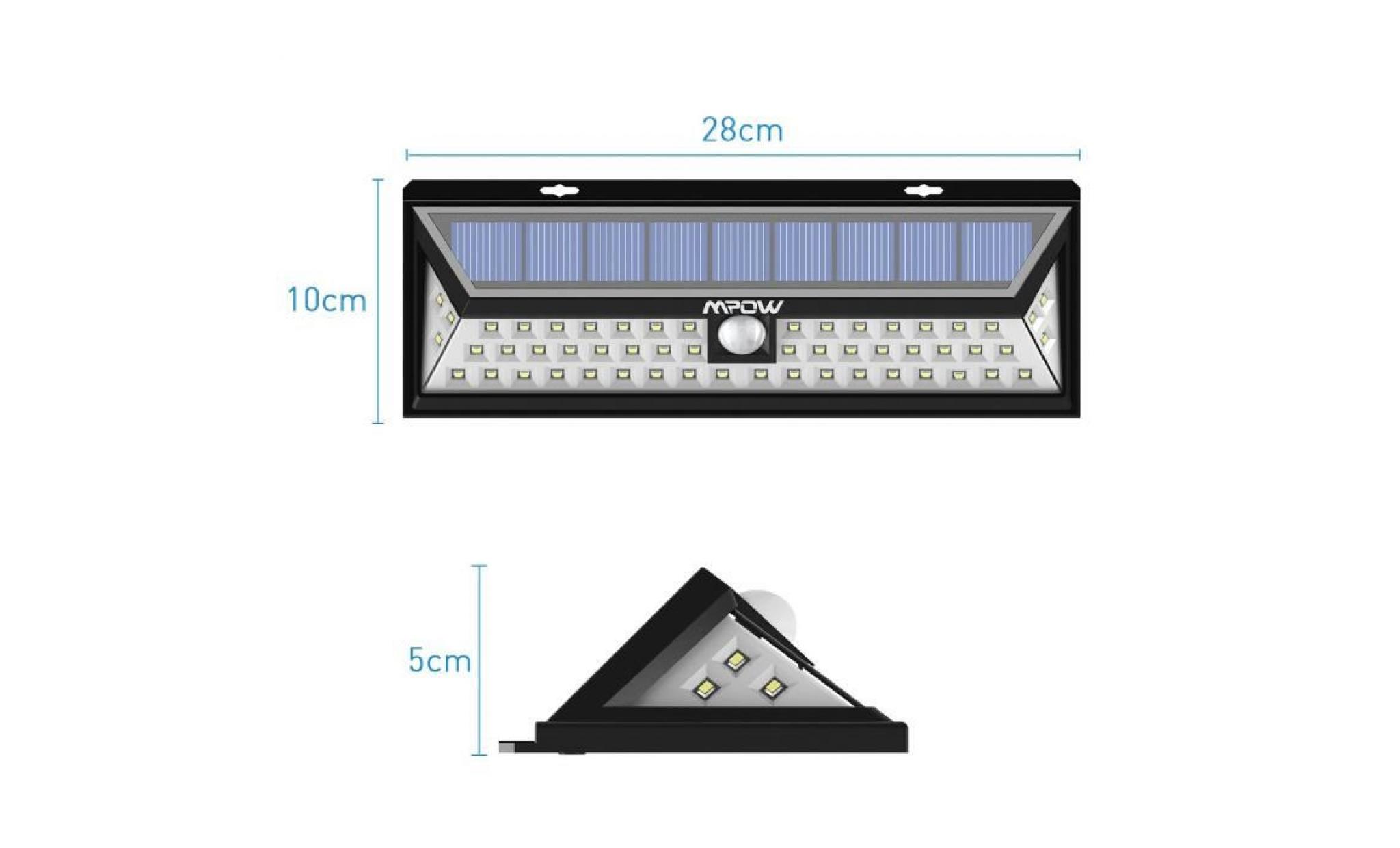 【4 pack】mpow 54 led lampe solaire extérieure etanche ip65 sans fil luminaire exterieur / eclairage exterieur 270°grand angle pas cher