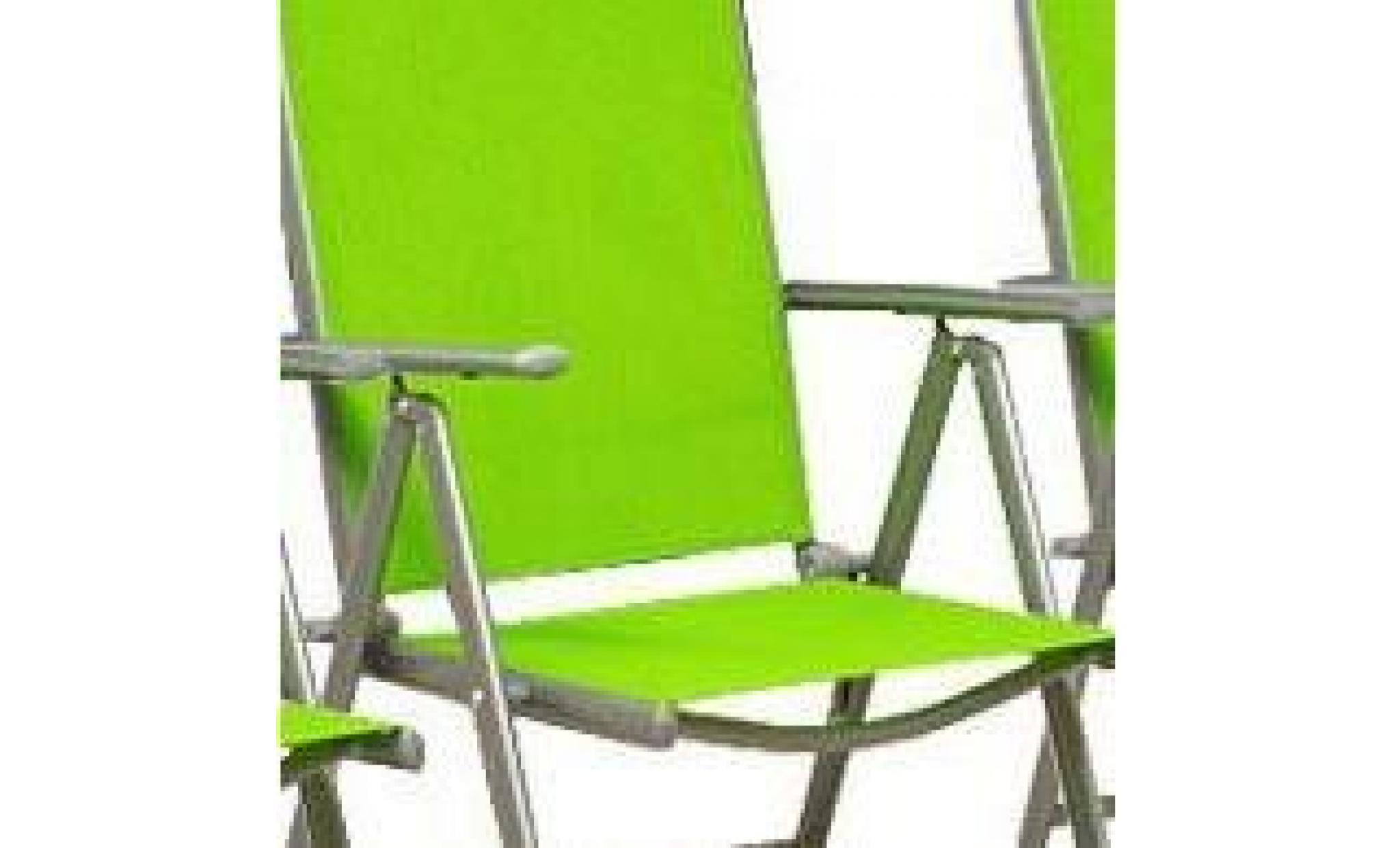 4 x fauteuil pliant vert réglable en alu textilene pas cher