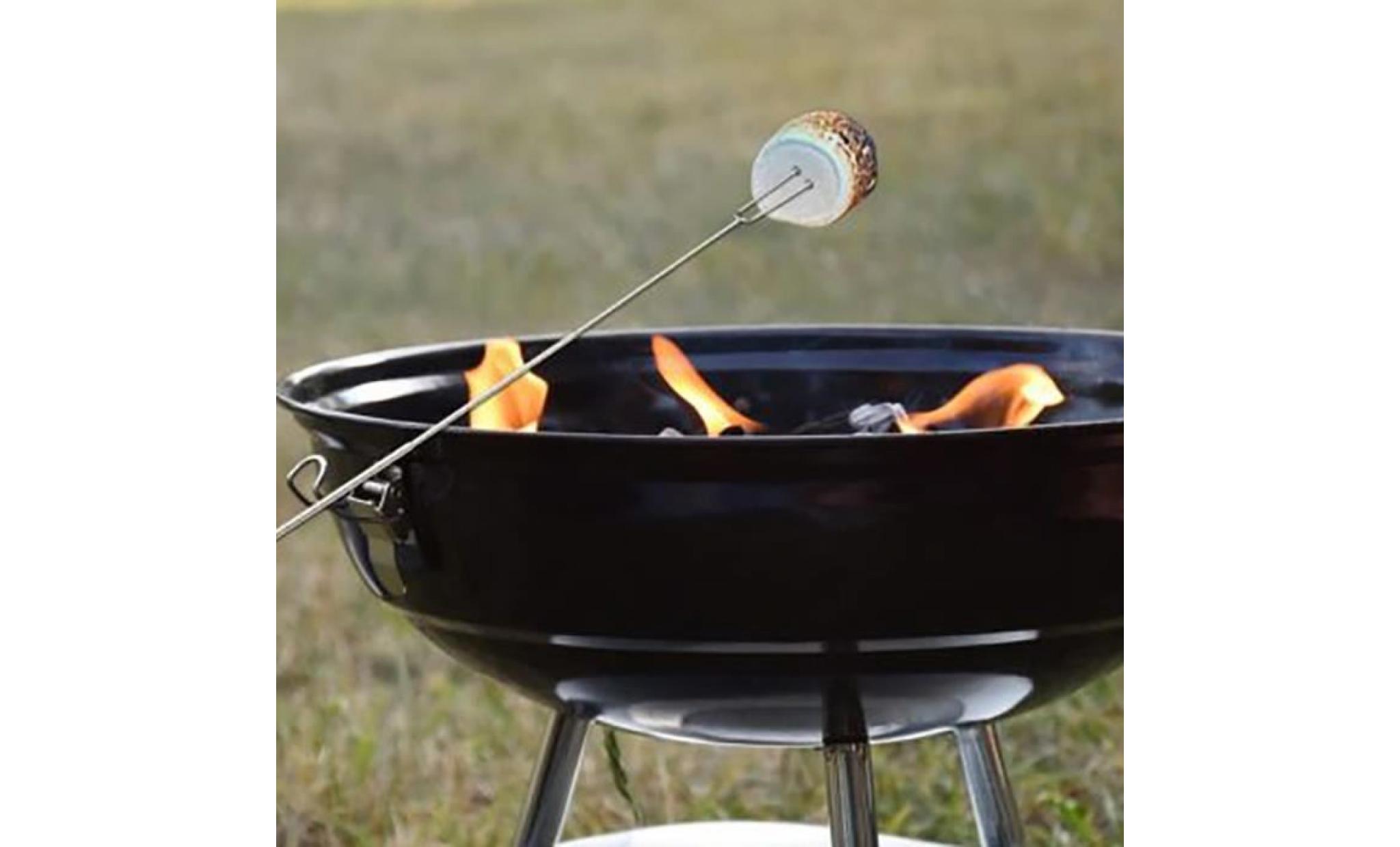 4pcs en acier inoxydable télescopique fourchette à barbecue avec manche en bois (y compris le sac de toile) pas cher