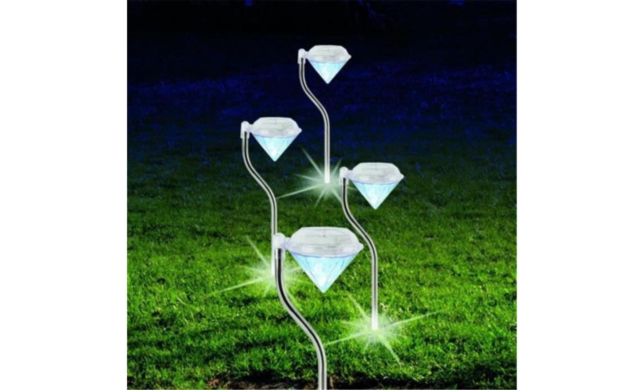 4pcs led lampe solaire diamant couleurs lumières changeantes décoration jardin lampe extérieur neuf 30cm pas cher