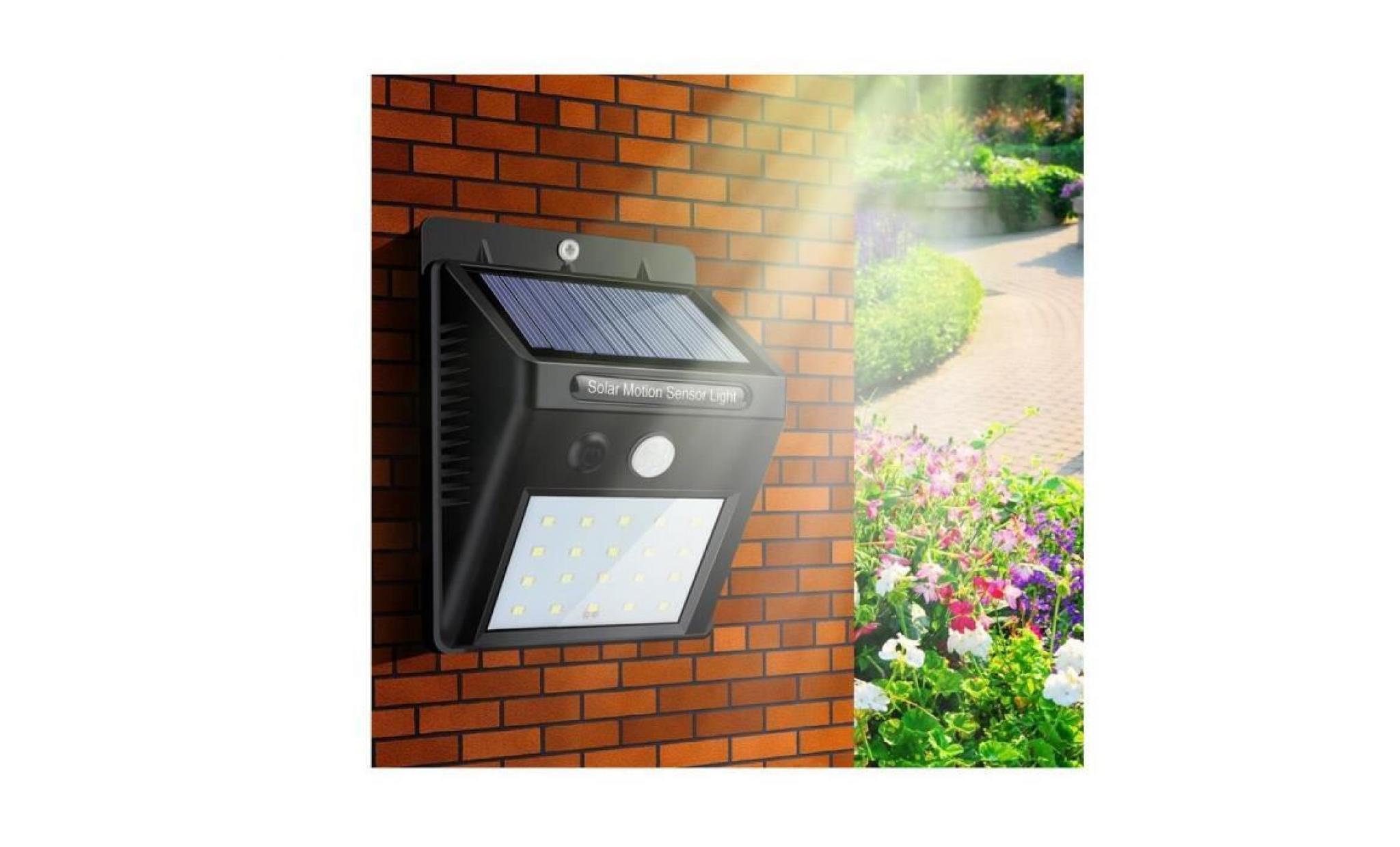 4pcs  wireless solar powered 20 leds solaire imperméable à l'eau capteur de mouvement outdoor fence garden light pathway +porte clés pas cher