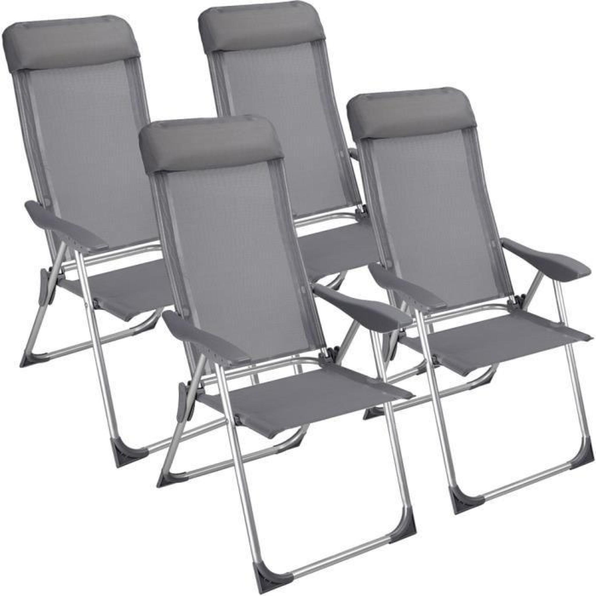 4x Chaises de jardin pliante aluminium -60 x109cm