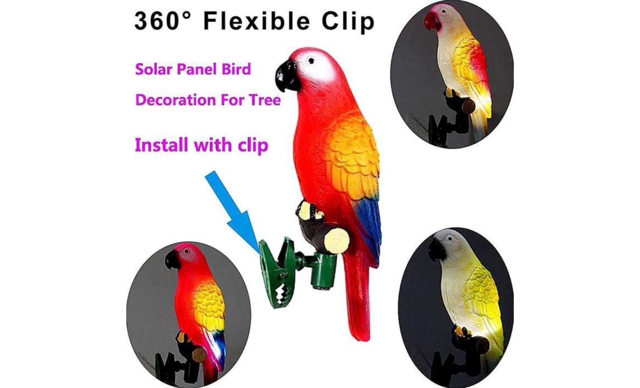 4x veilleuse à del solaire bird parrot light bird #si 53