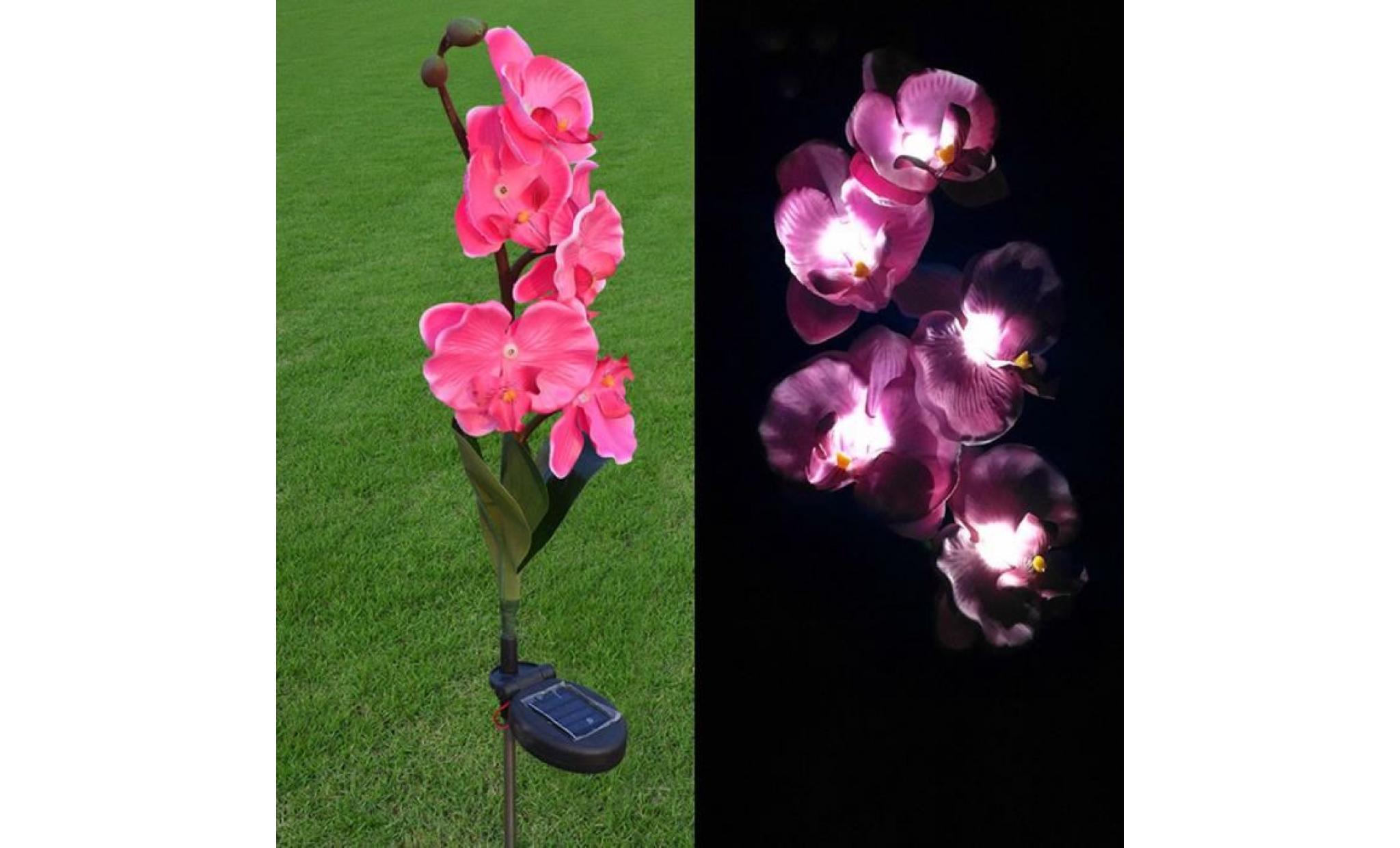 5 tête solaire led décoratif d'extérieur lampe de pelouse 5 tête de papillon solaire orchidée li158@ pas cher