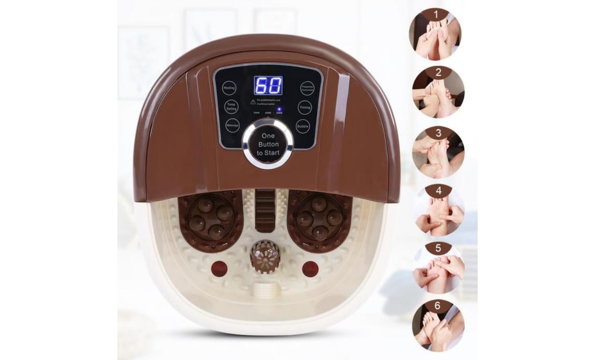500w appareil de massage baignoire pour les pieds portable pied spa bain de chaleur soaker vibration pédicure soak tub   marron pas cher