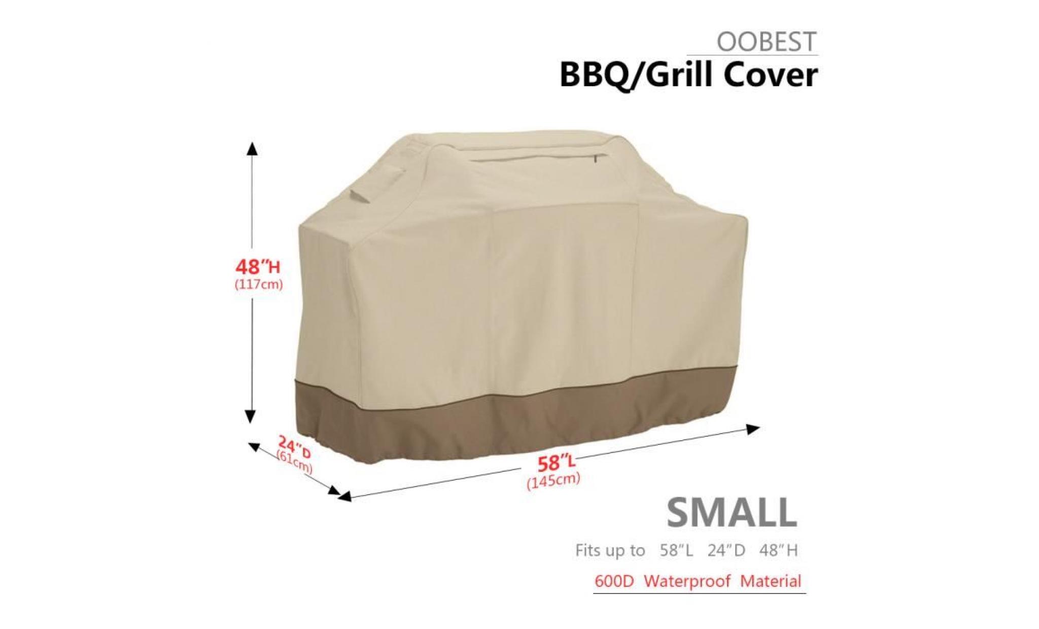 58*24*48 pouces 620d etanche impeméable housse bâche couverture barbecue extérieur protecteur de four beige pas cher
