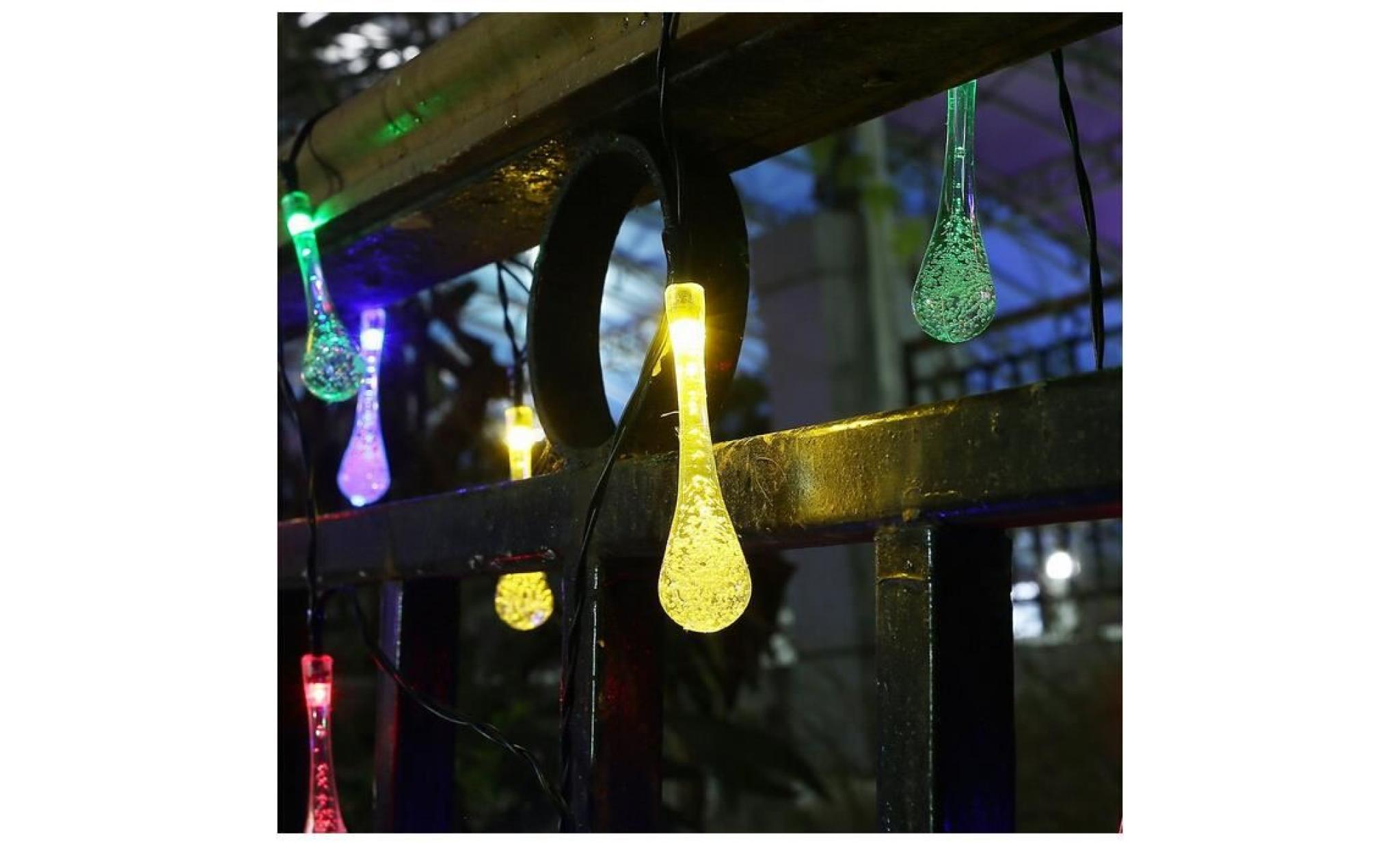  5M RVB Guirlande Solaire d'extérieur, 20 LEDs en Forme de Goutte d'eau, Décoration pour Jardin Noël Mariage Partie Halloween pas cher