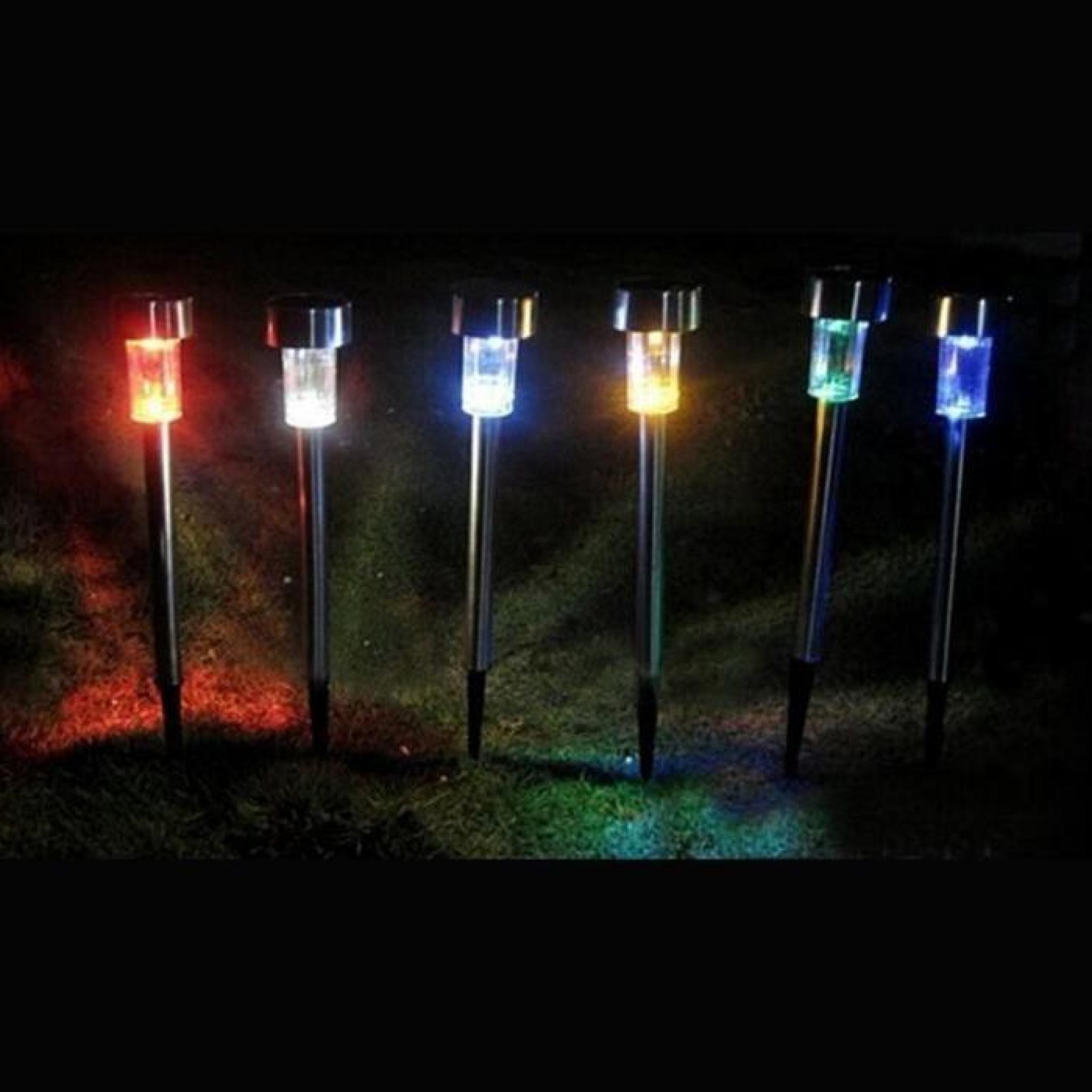 5pcs LED Lampe Energie Solaire Acier Inoxydable RGB Jardin Paysage Chemin Lampe pas cher