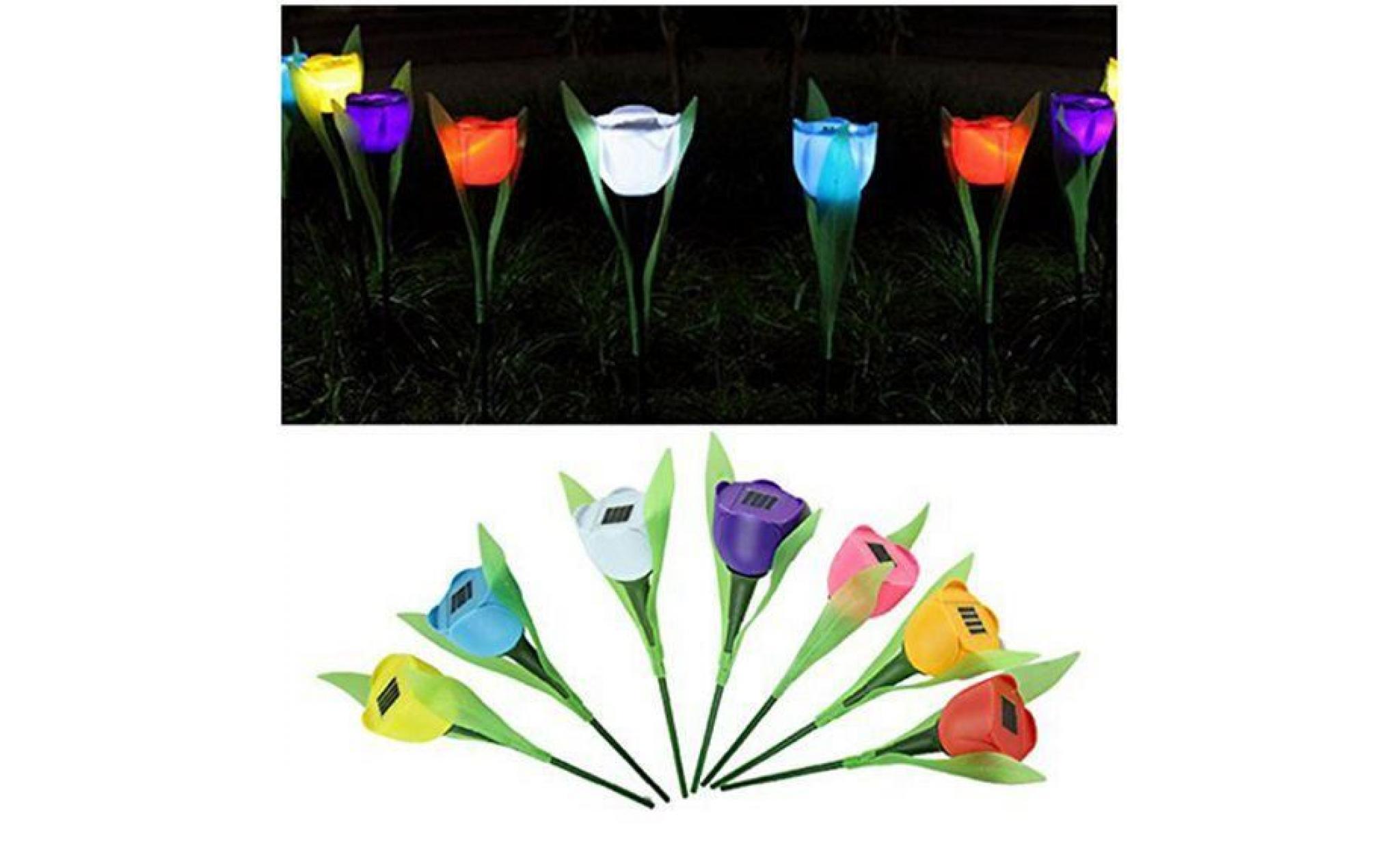 5pcs multicolore tulipe led de haute simulation solaire fleurs lumineux decoration pour jardin pelouse terrasse balcon cour   5 pas cher
