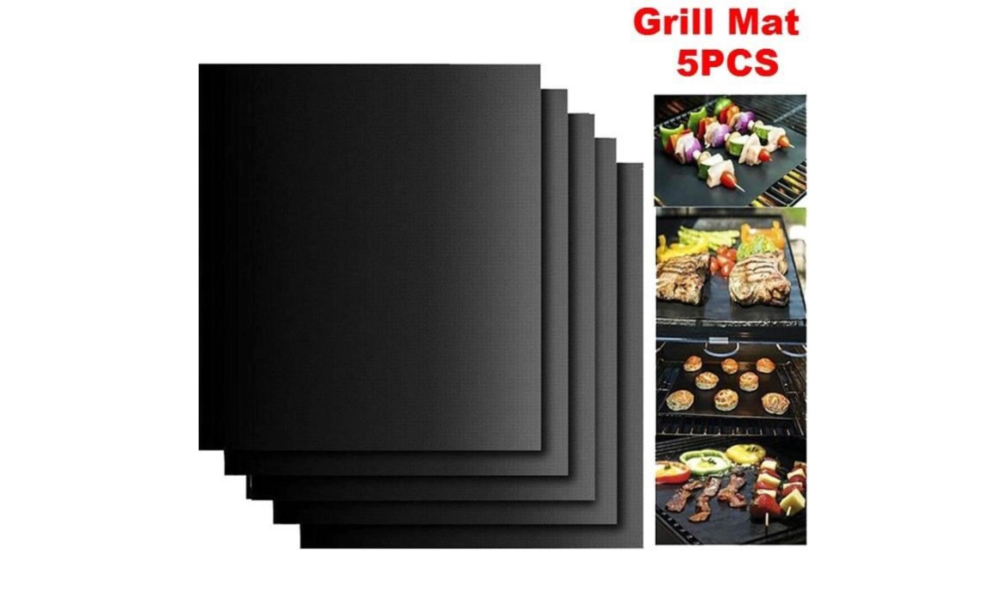 5pcs / set tapis de cuisson de feuille de tapis de gril antiadhésif réutilisable barbecue