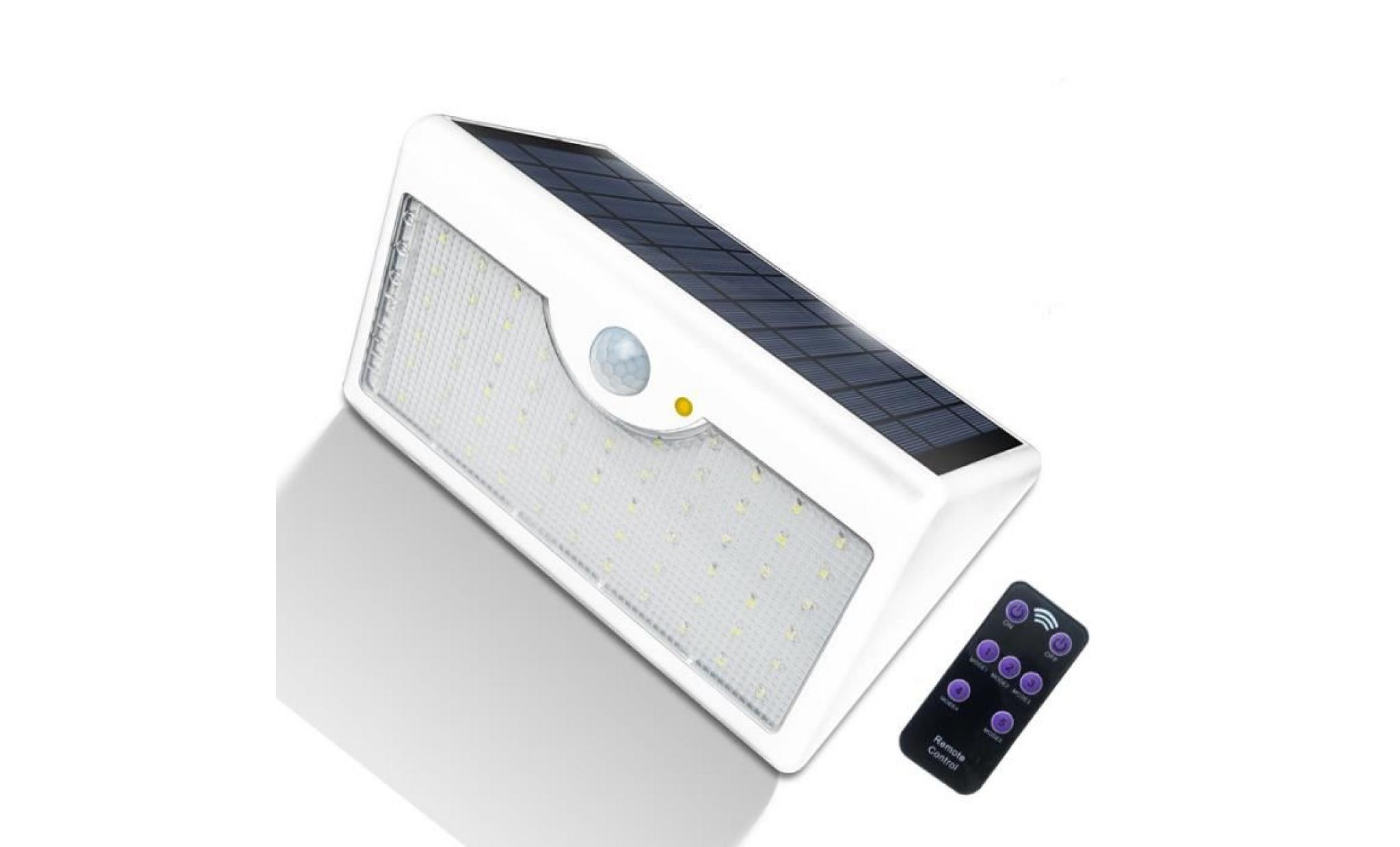 60 leds lampe solaire extérieur avec detecteur de mouvement, lampe de jardin solaire, applique murale extérieur solaire, 1300lm   01