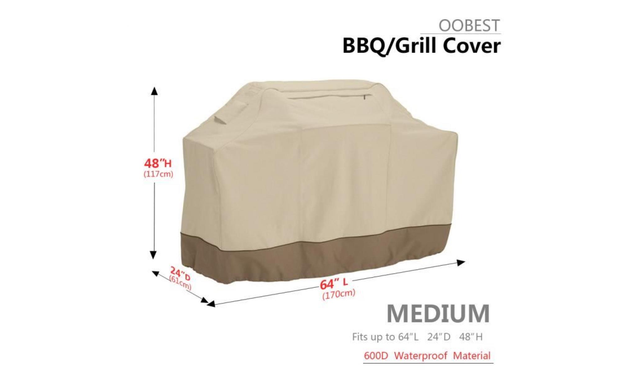 64*24*48 pouces 620d etanche impeméable housse bâche couverture barbecue extérieur protecteur de four beige pas cher