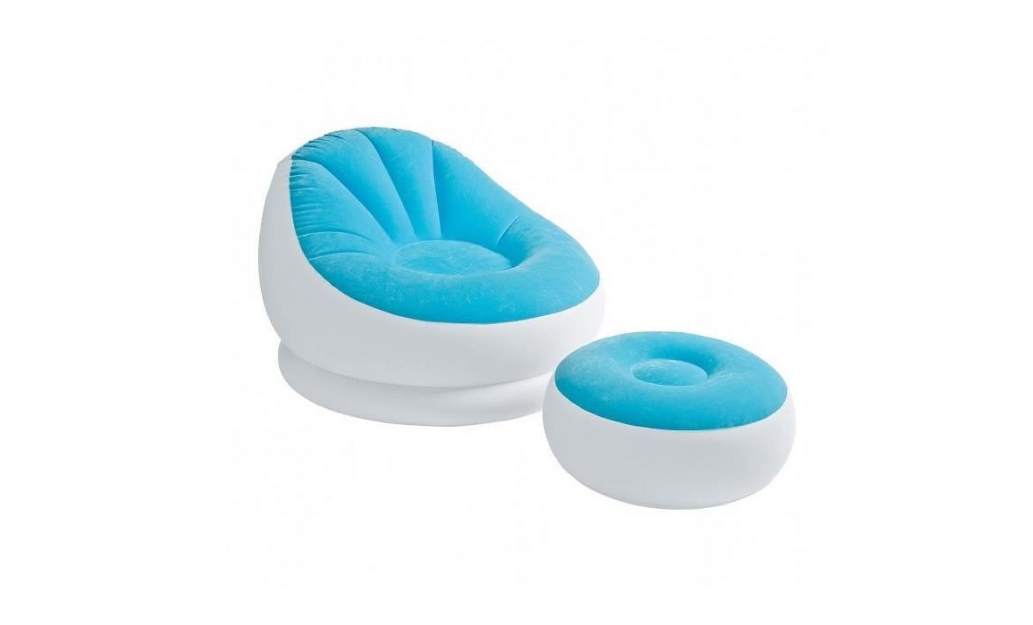 68572   fauteuil gonflable avec son repose pieds en tissu intex (bleu)