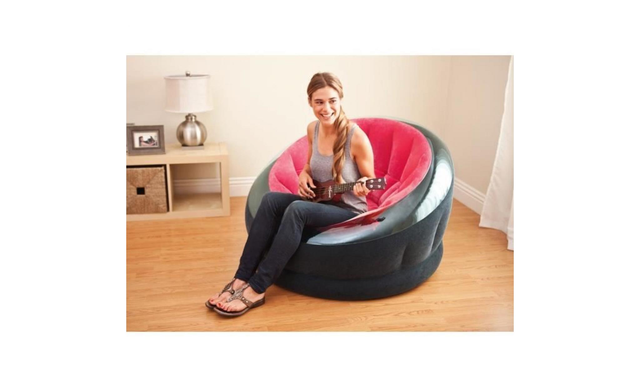 68582np fauteuil gonflable  relax intex tissu imperméable à l'eau 112x109x69cm (orange) pas cher
