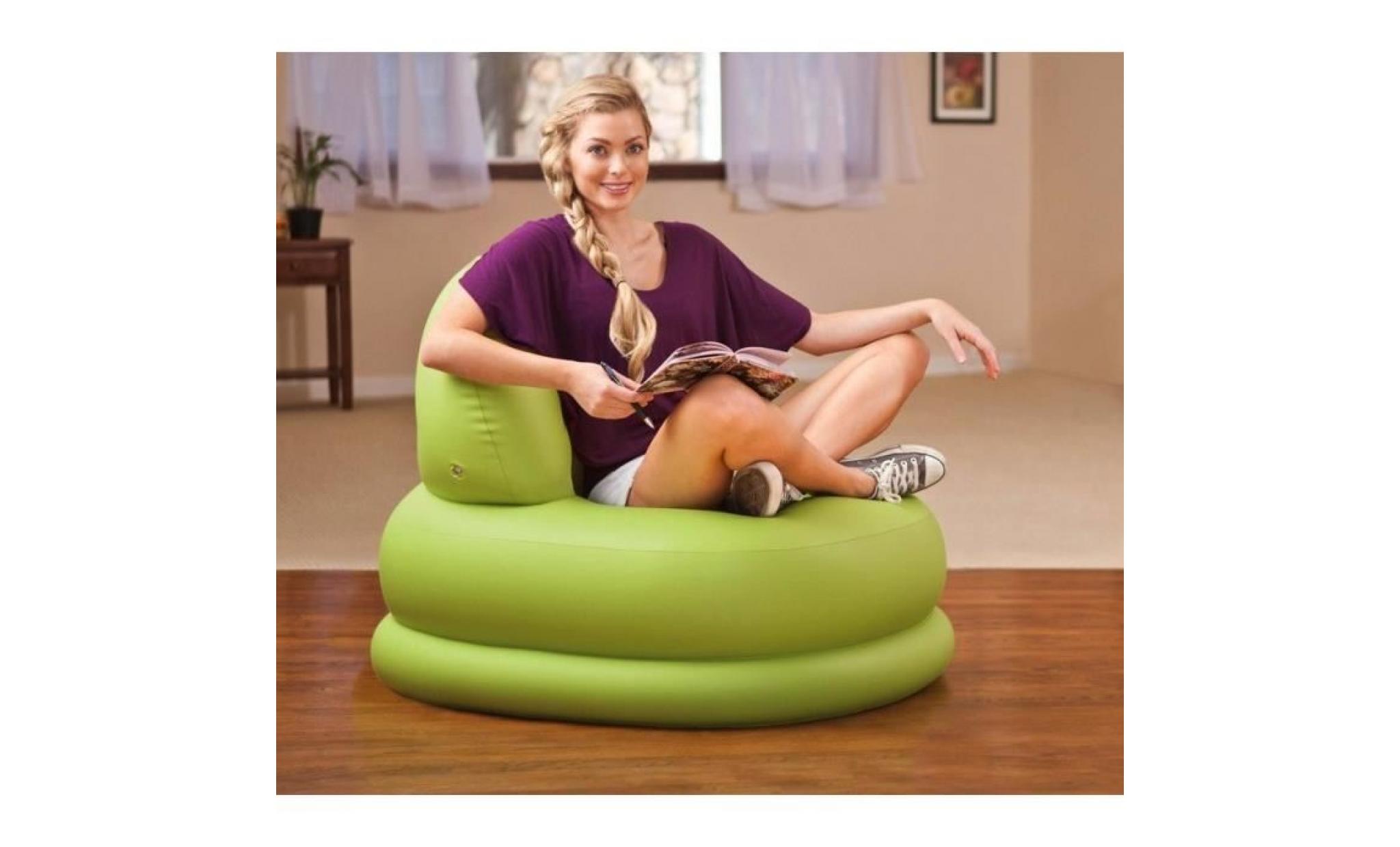 68592   fauteuil gonflable avec dossier en trois couleurs   intex (vert)