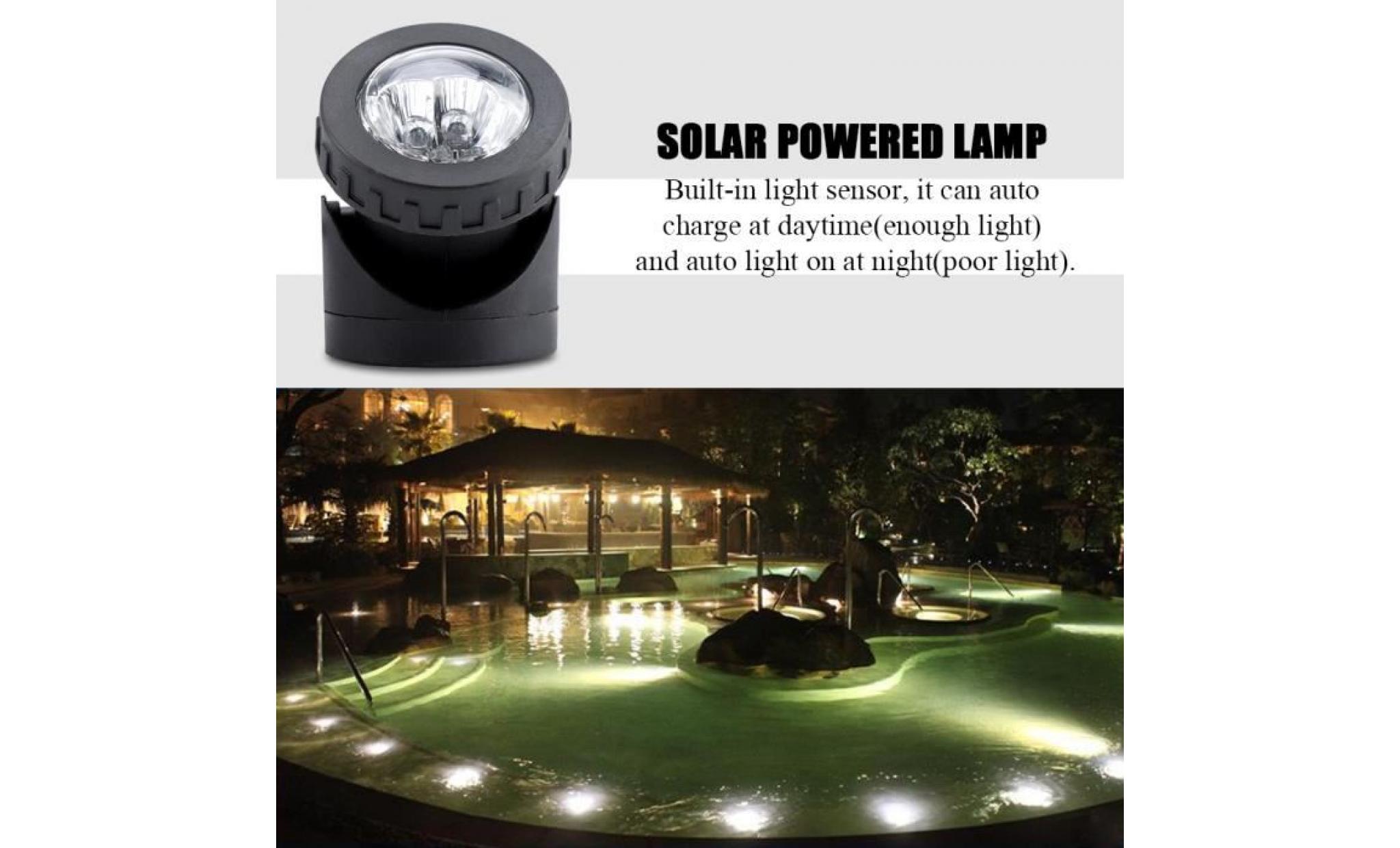 6led projecteur sous marin alimenté à l'énergie solaire extérieur pour piscine jardin