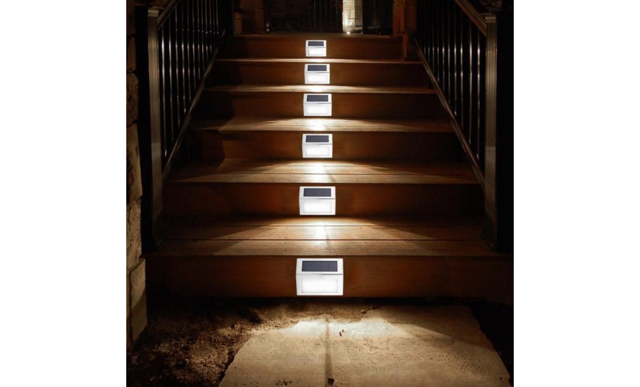 6pcs lumière de nuit à capteur solaire led lampe pour escaliers voie de jardin pas cher