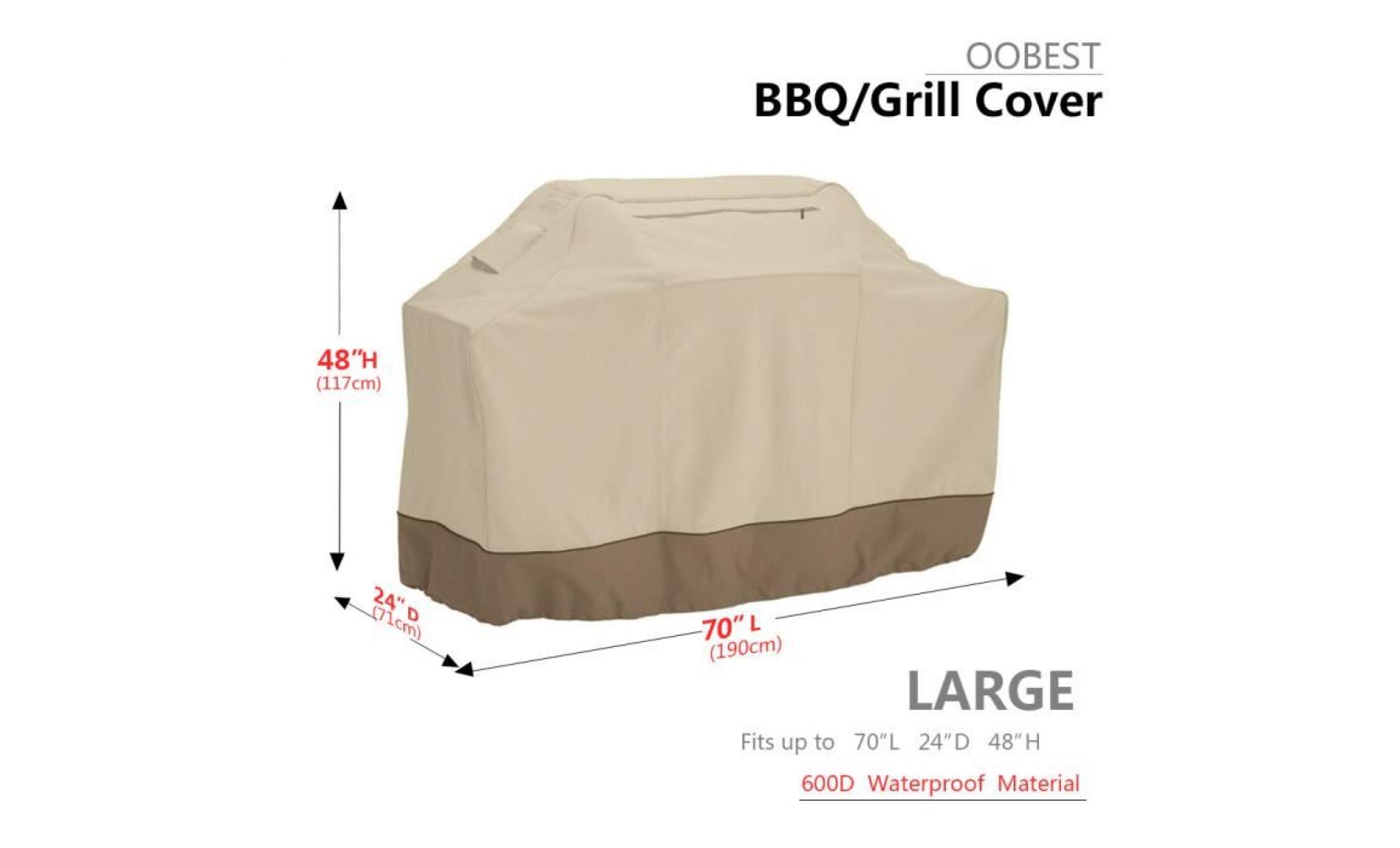 70*24*48 pouces 620d etanche impeméable housse bâche couverture barbecue extérieur protecteur de four beige pas cher