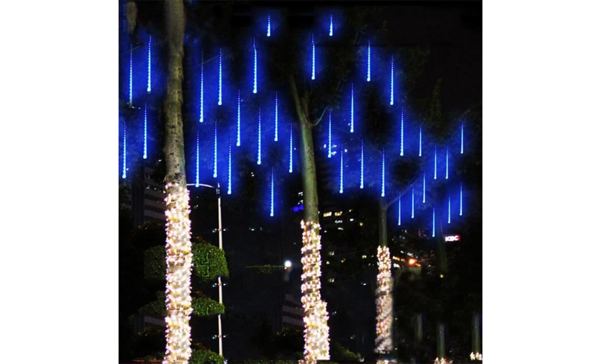 8 tubes 30cm pluie de météores rain tubes led lumières de noël mariage party garden xmas outdoor string light (bleu)