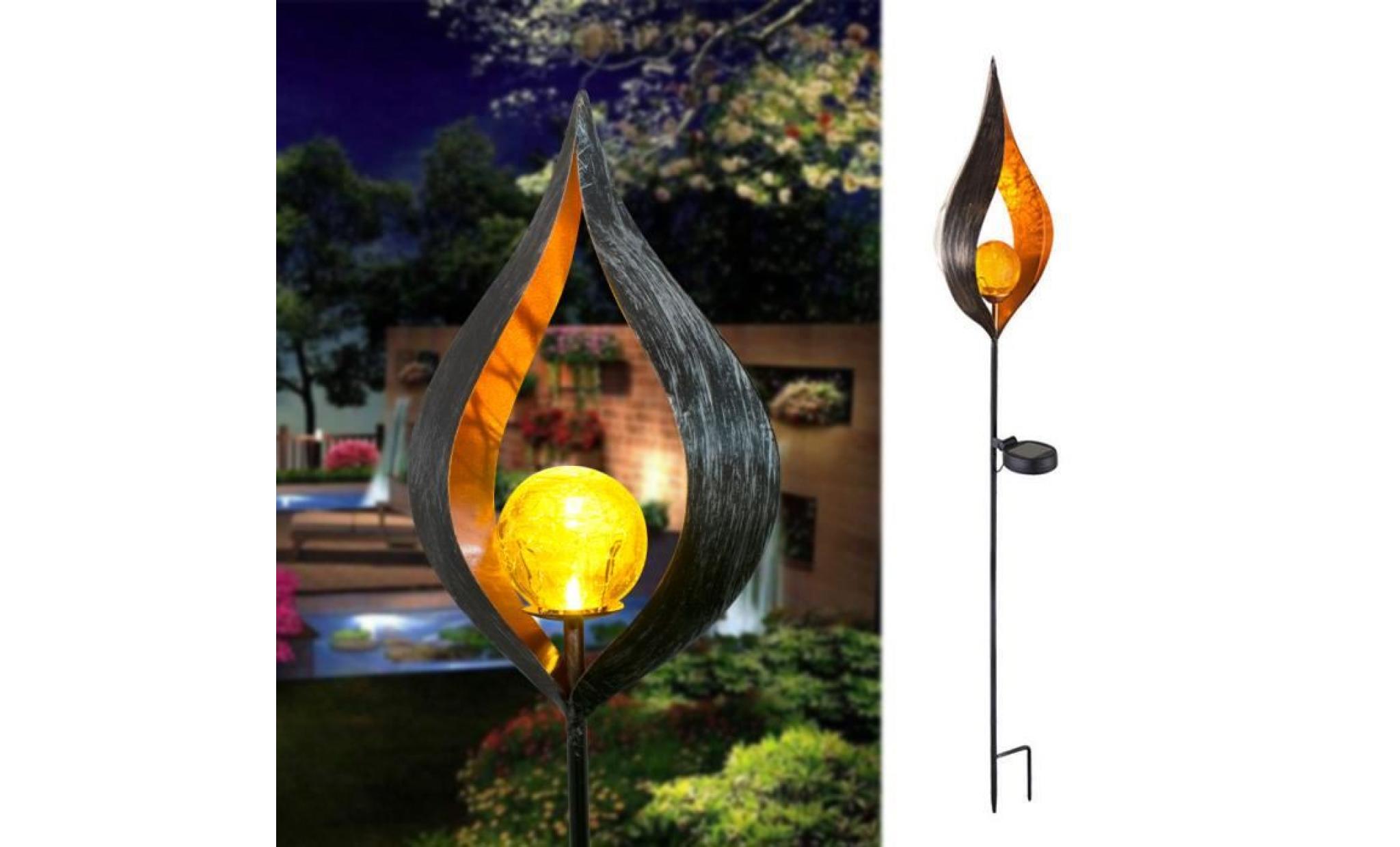 80cm lumiere solaire jardin, lampe de jardin exterieur sur pied, lampe solaire exterieur, lampe solaire flamme   style 04