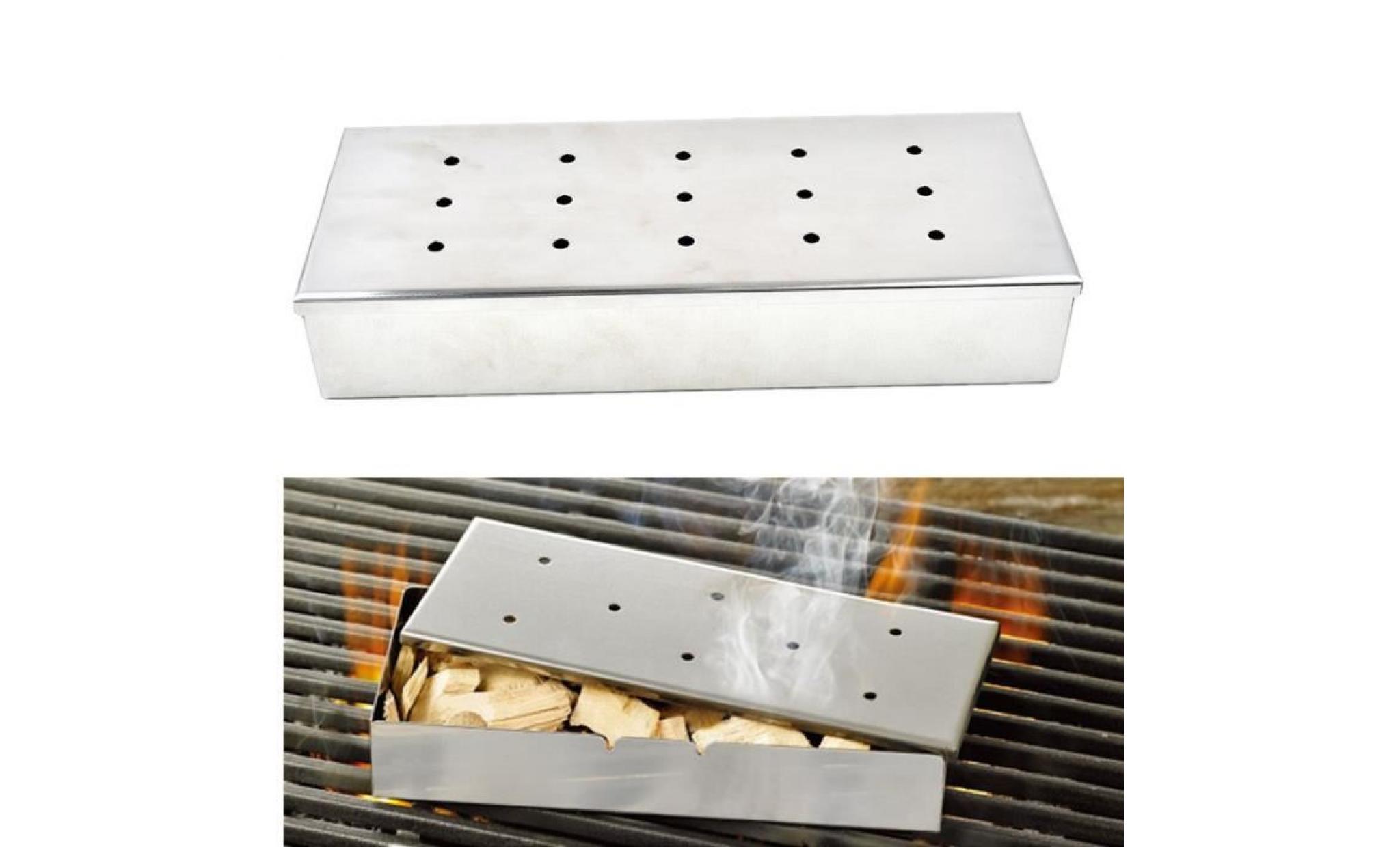 acier inoxydable bbq gas grill foyer boîte avec lèvres durable maison jardin extérieur flavour chips de bois accessoires barbecue