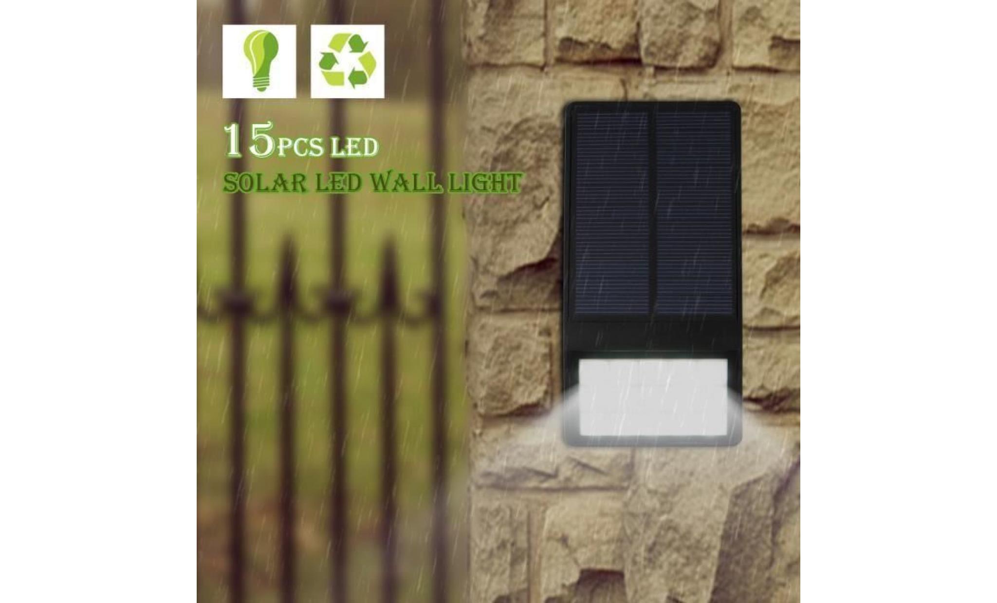 aihontai® 15 led applique murale veilleuse lampe mural solaire etanche détecteur mouvement jardin cour extérieur id56