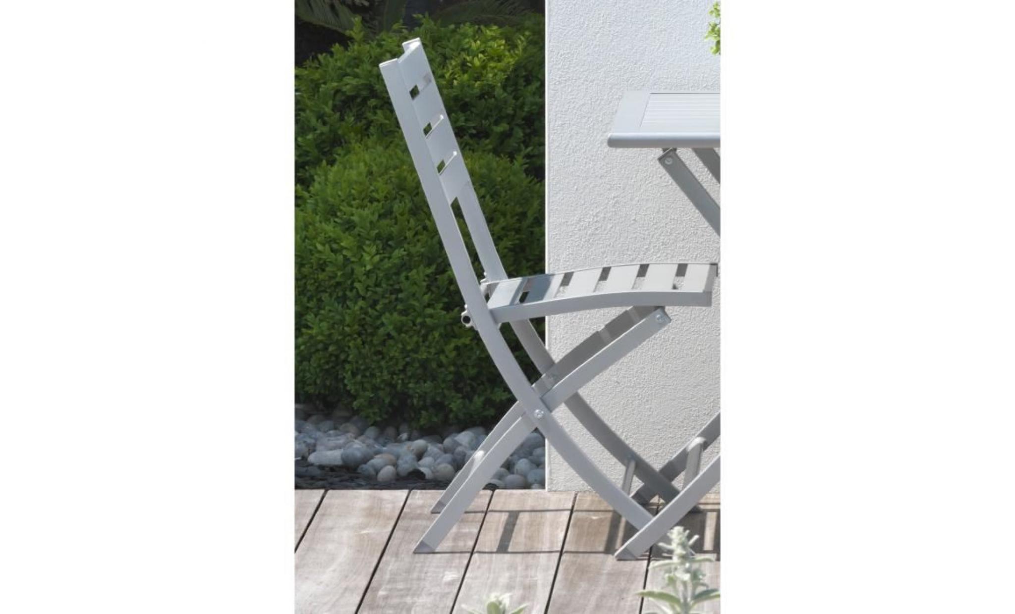 alumob lot de 2 chaises de jardin pliantes marius en aluminium 46x41x82 cm   gris métal