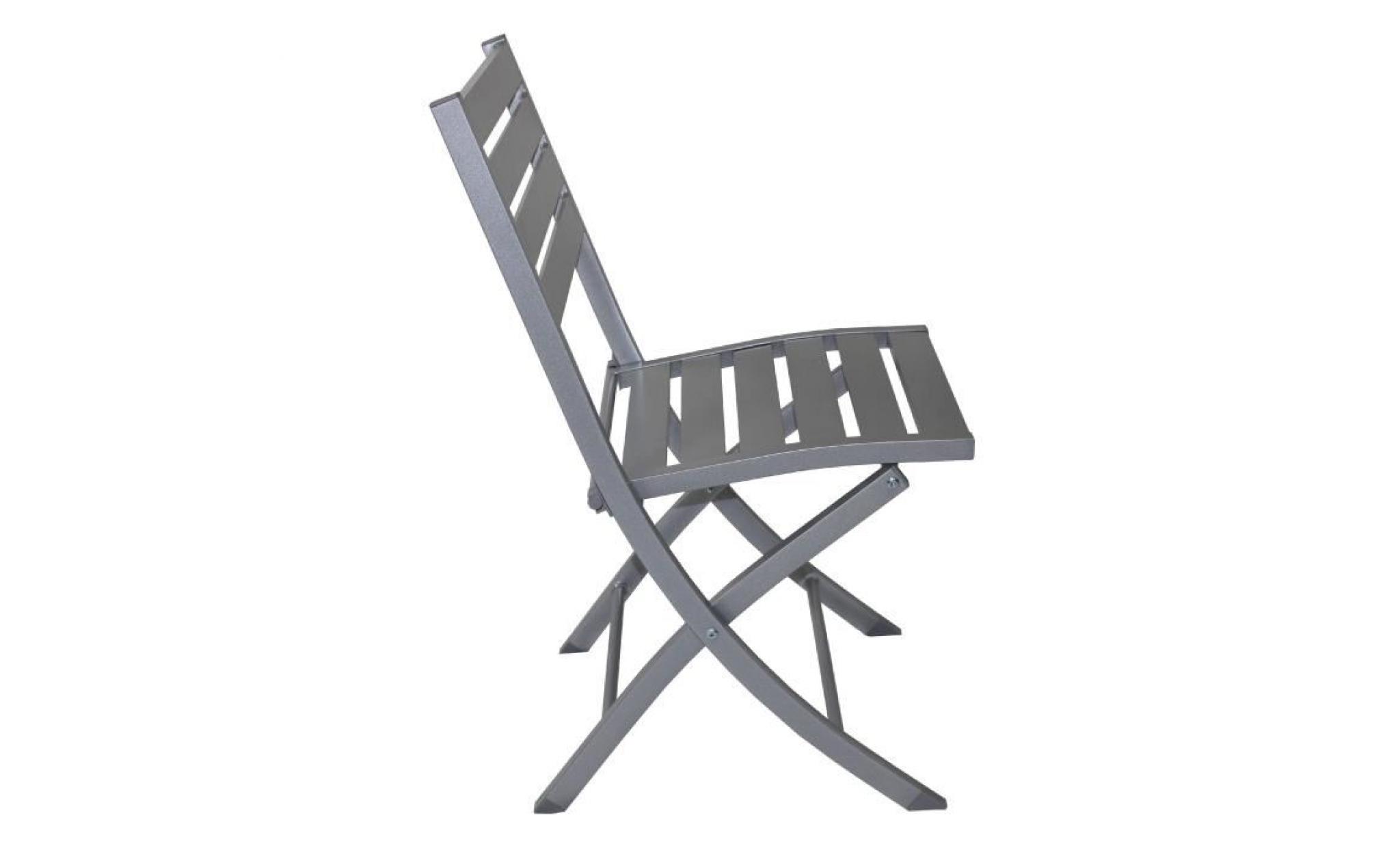 alumob lot de 2 chaises de jardin pliantes marius en aluminium 46x41x82 cm   gris métal pas cher