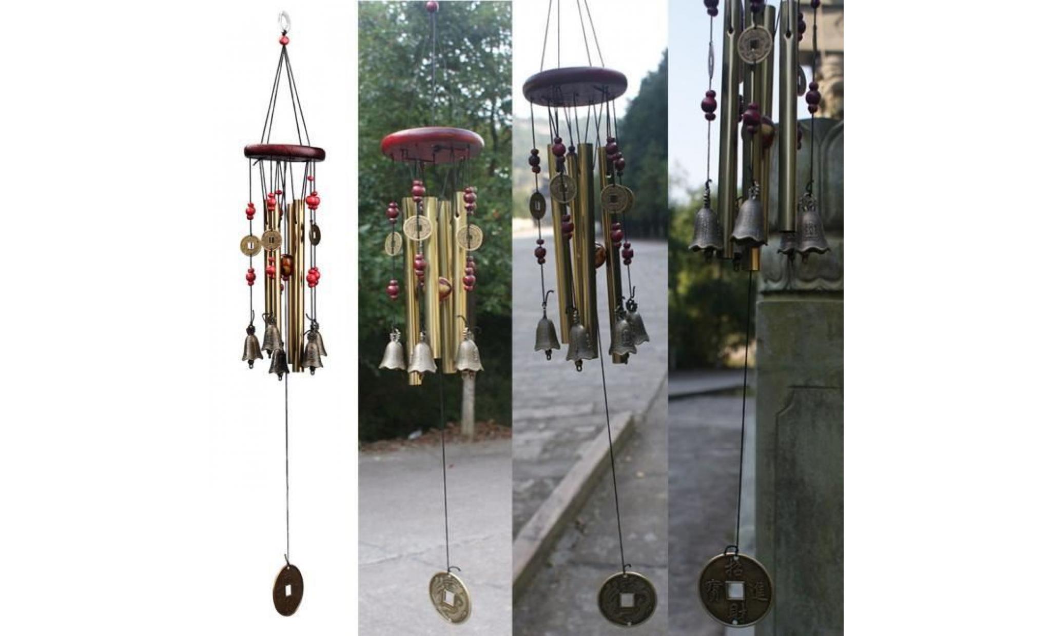 amazing antique 4 tubes bois chapelle église cloches vent carillons yard decor    ngh51203103