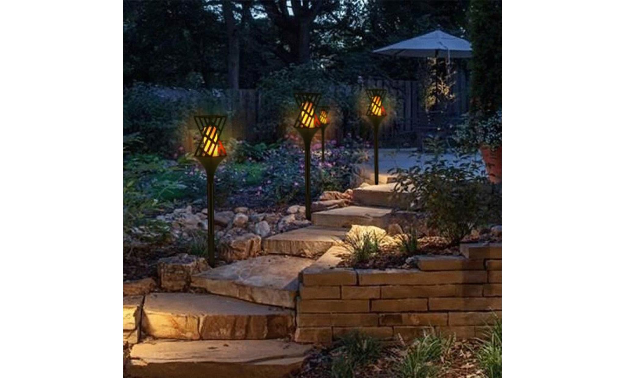 amour@ lumières extérieur étanche lanterne solaire lampe de jardin pathways jardin patio noir_4178