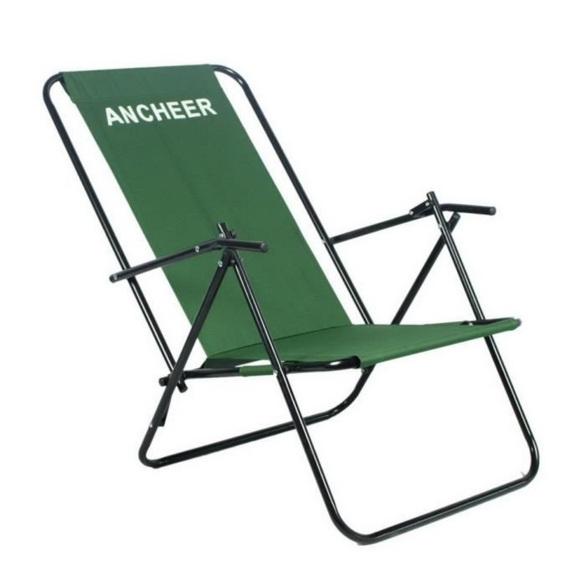 ANCHEER Portable Outdoor Camping pliante chaise inclinable avec accoudoir