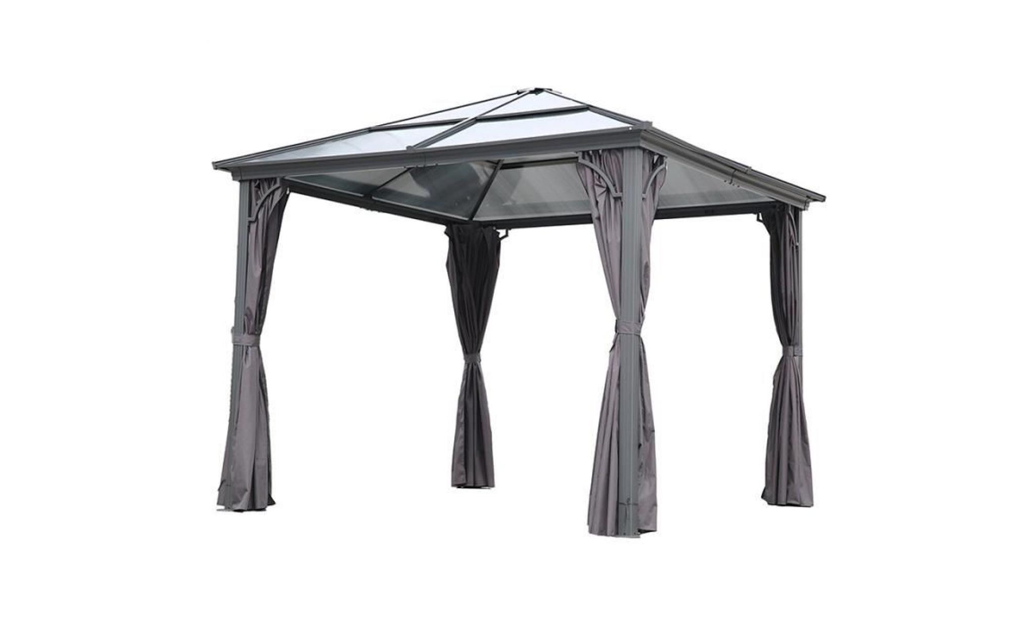 angel living aluminium tonnelle à toit dur 3x3m pavillon de jardin gris
