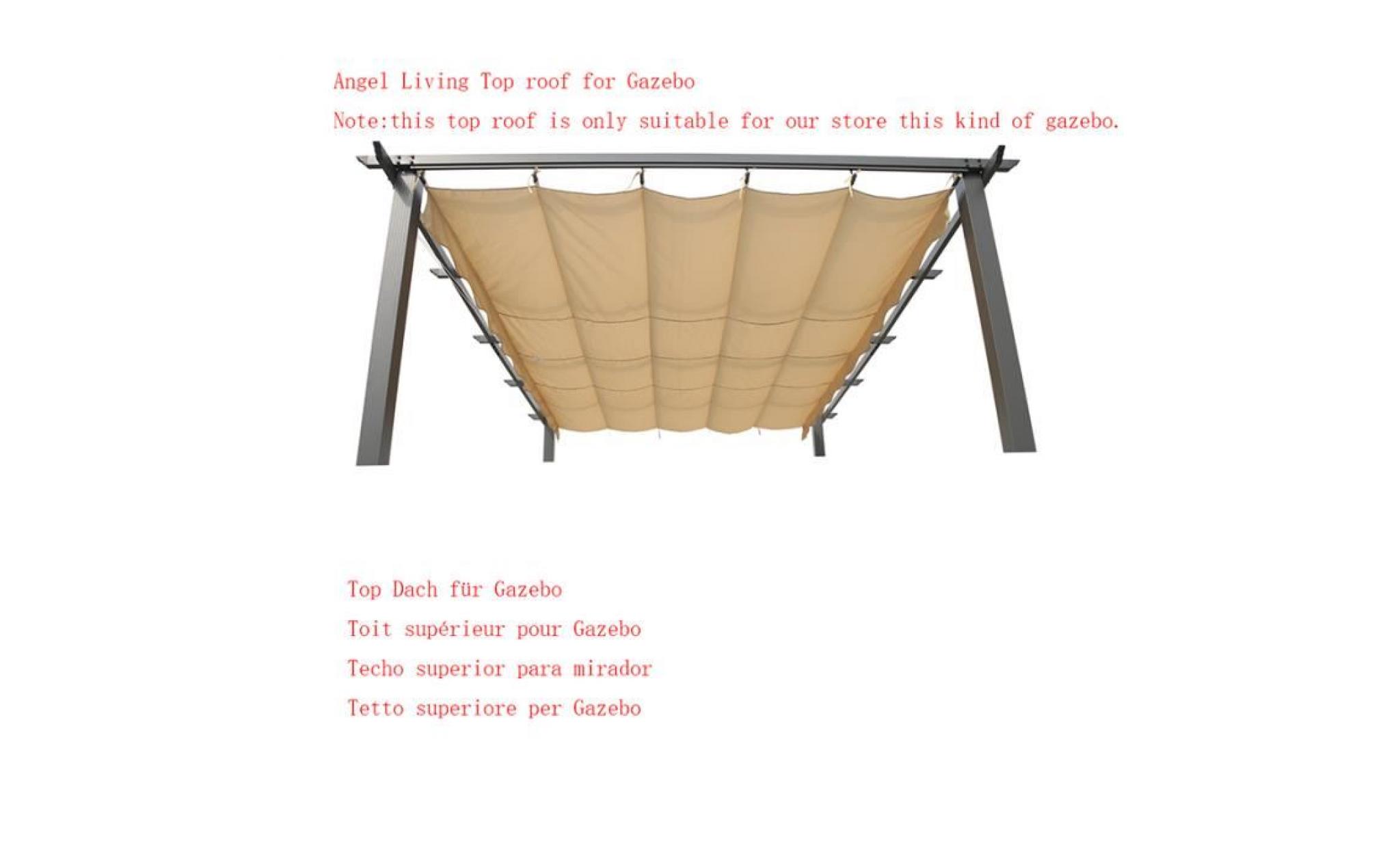 angel living toit supérieur pour 3x3m tonnelle pergola en aluminium (beige) pas cher