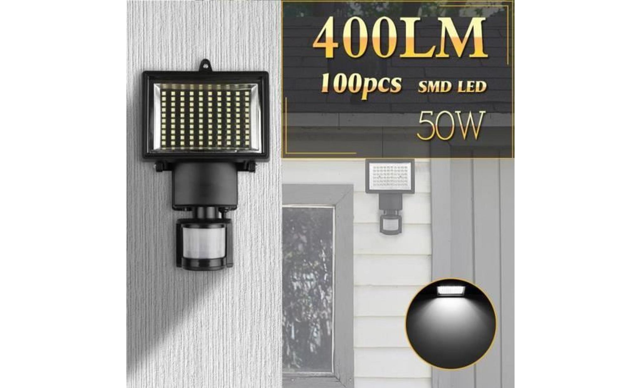 ao 100led solaire lampe capteur projecteur appliqe détecteur mouvement jardin cour ajustement de sensibilité étanche