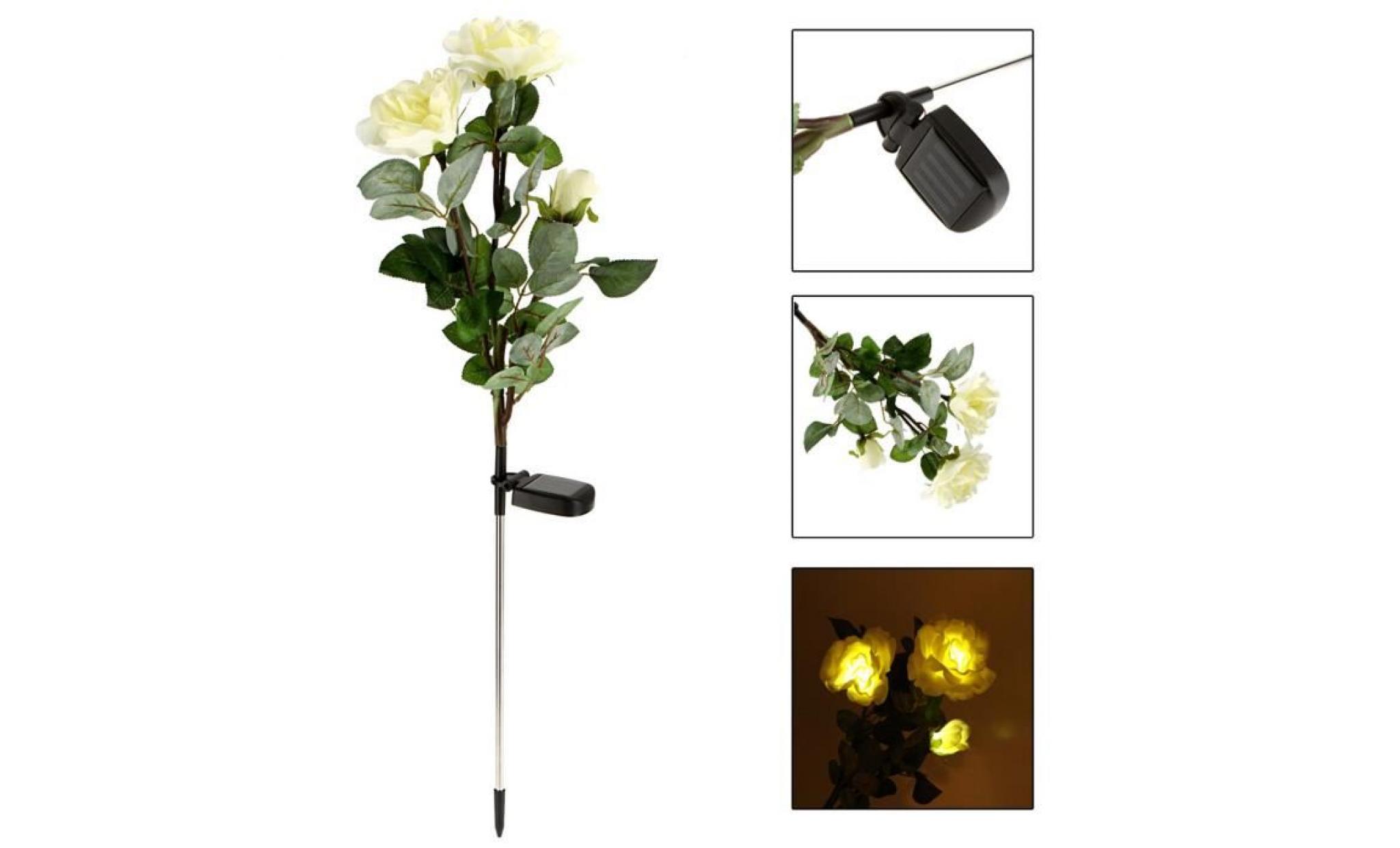 applique exterieure power saving full solar ip44 étanche 3 lampes à led de style roses landscape lights   vert + blanc