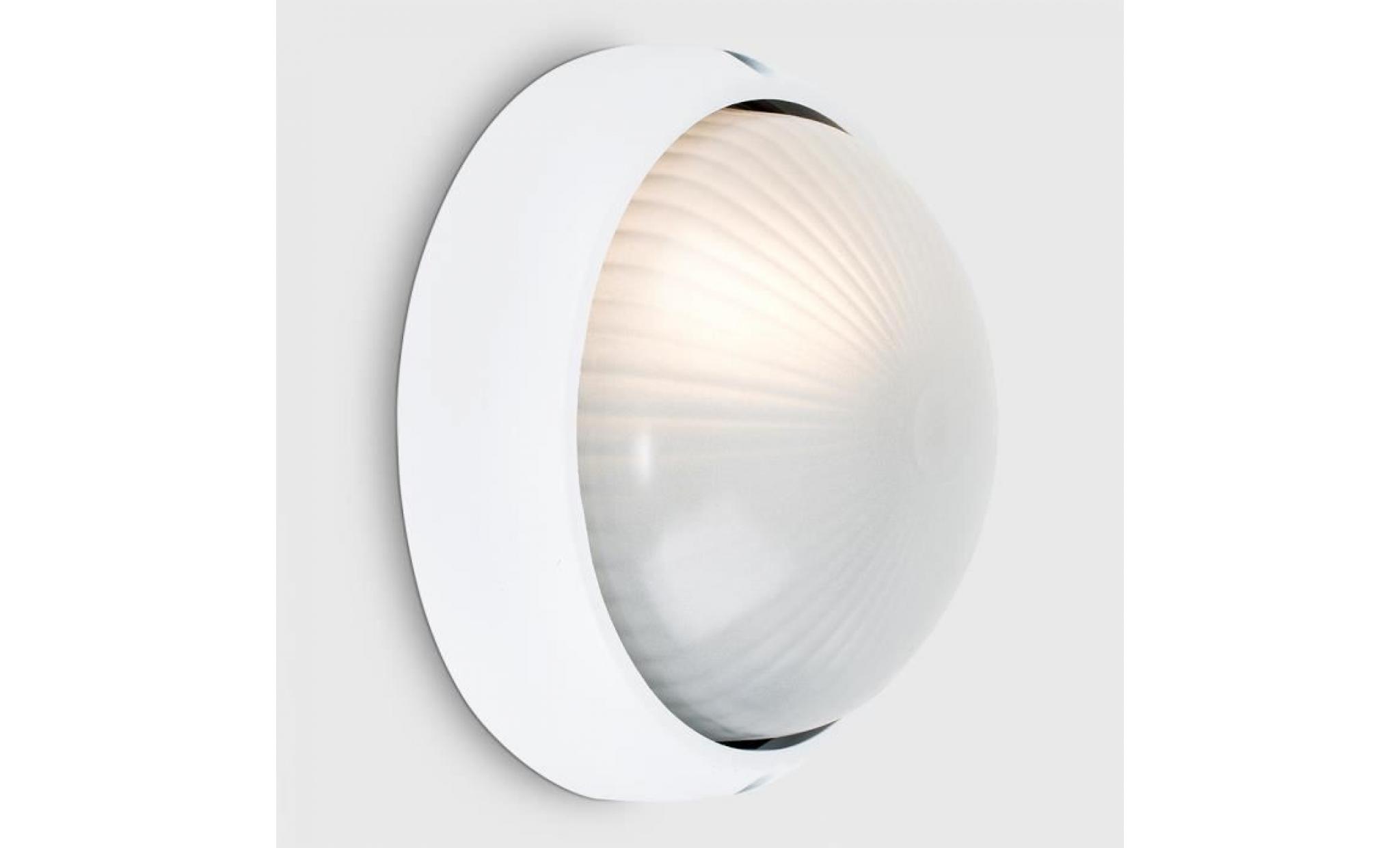 applique extérieure ronde lanterne aluminium blanc et diffuseur en verre sécurité extérieure ip54 pas cher