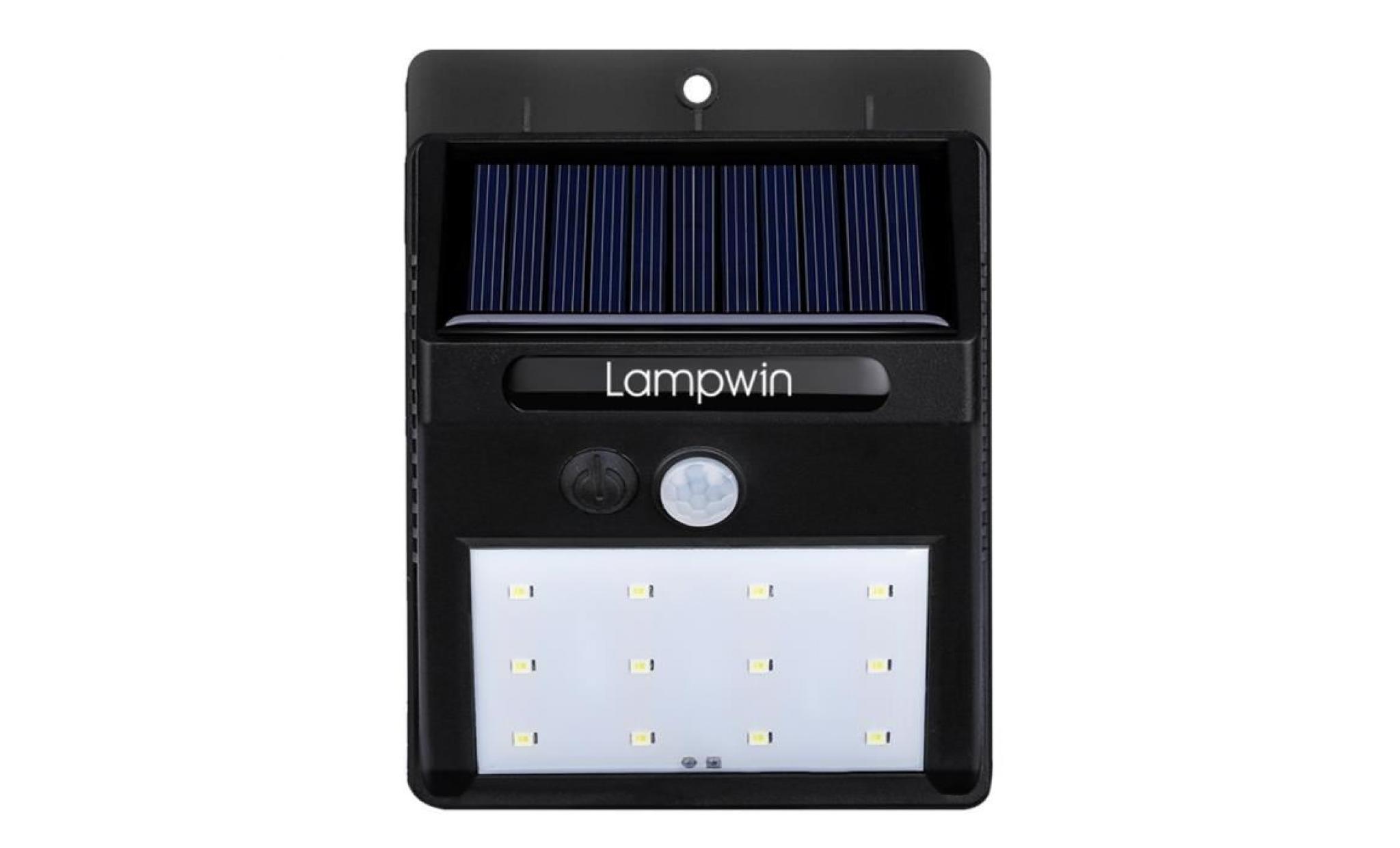 lampwin 12 led lumière murale solaire imperméable extérieur activé eclairage de sécurité pour patio pont jardin   1 pack pas cher