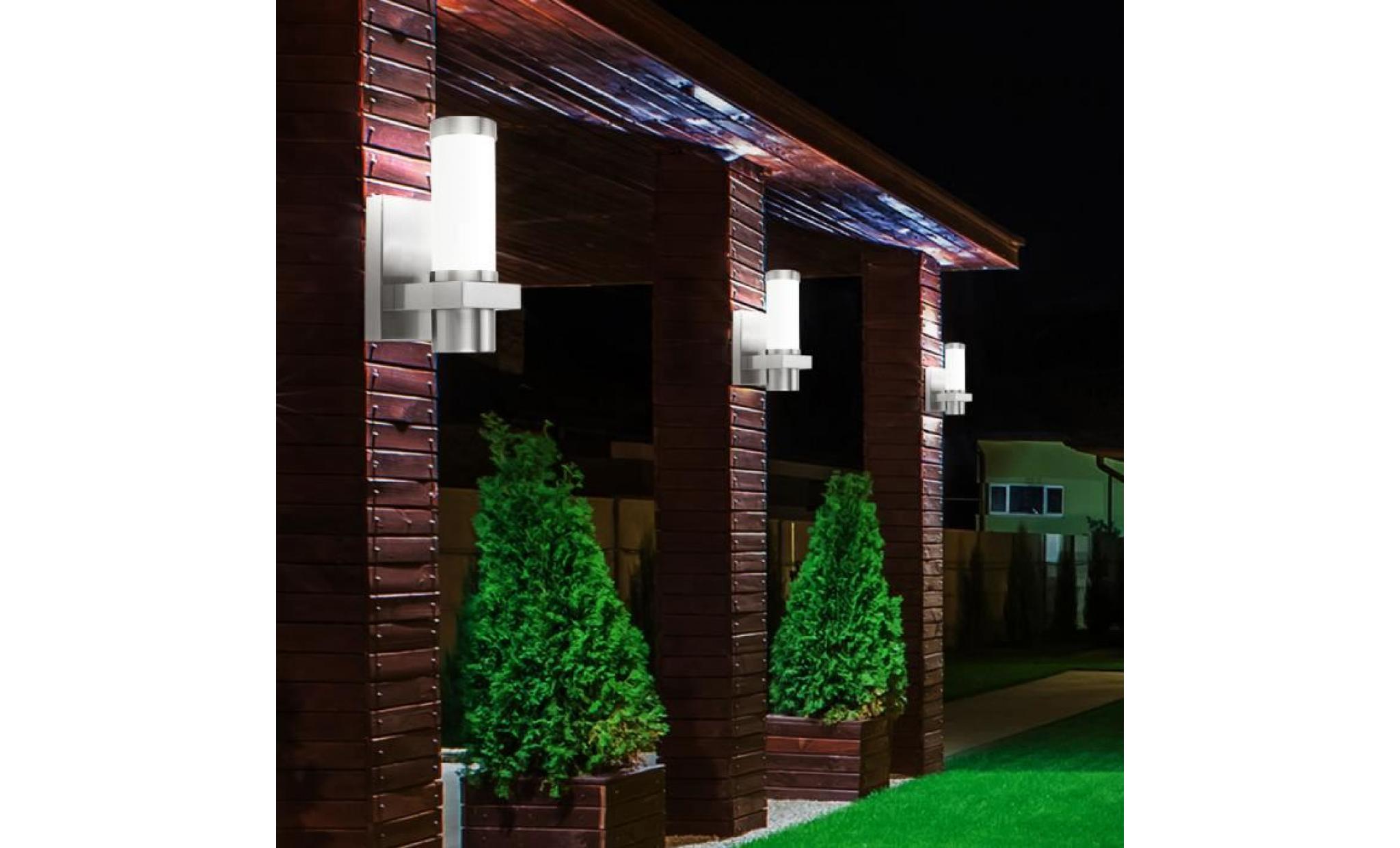 applique luminaire mural acier inoxydable verre satiné jardin terrasse éclairage ip44 pas cher