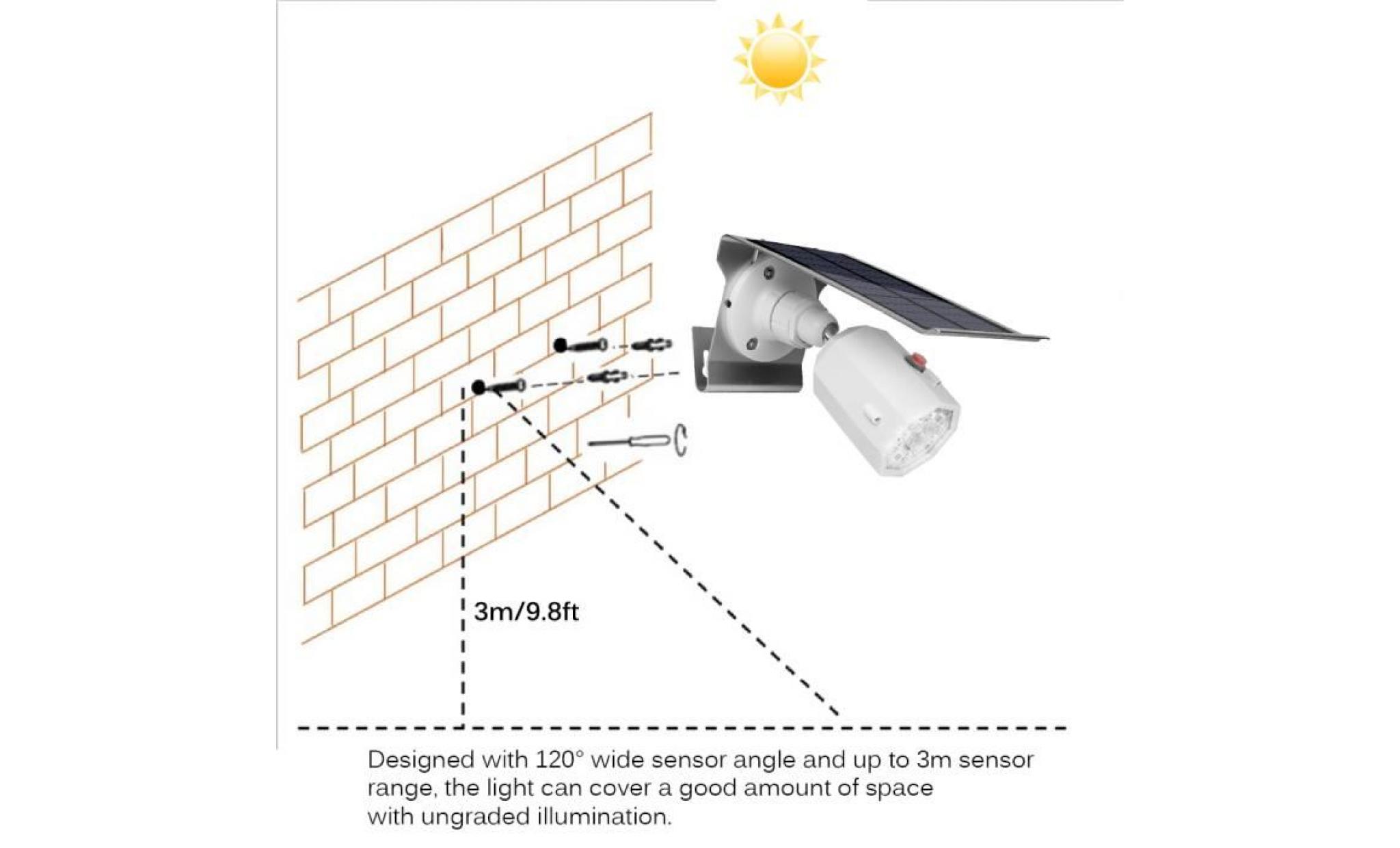 applique murale à 10 leds solaire capteur de mouvement avec fausse caméra de surveillance Éclairage de sécurité étanche pas cher
